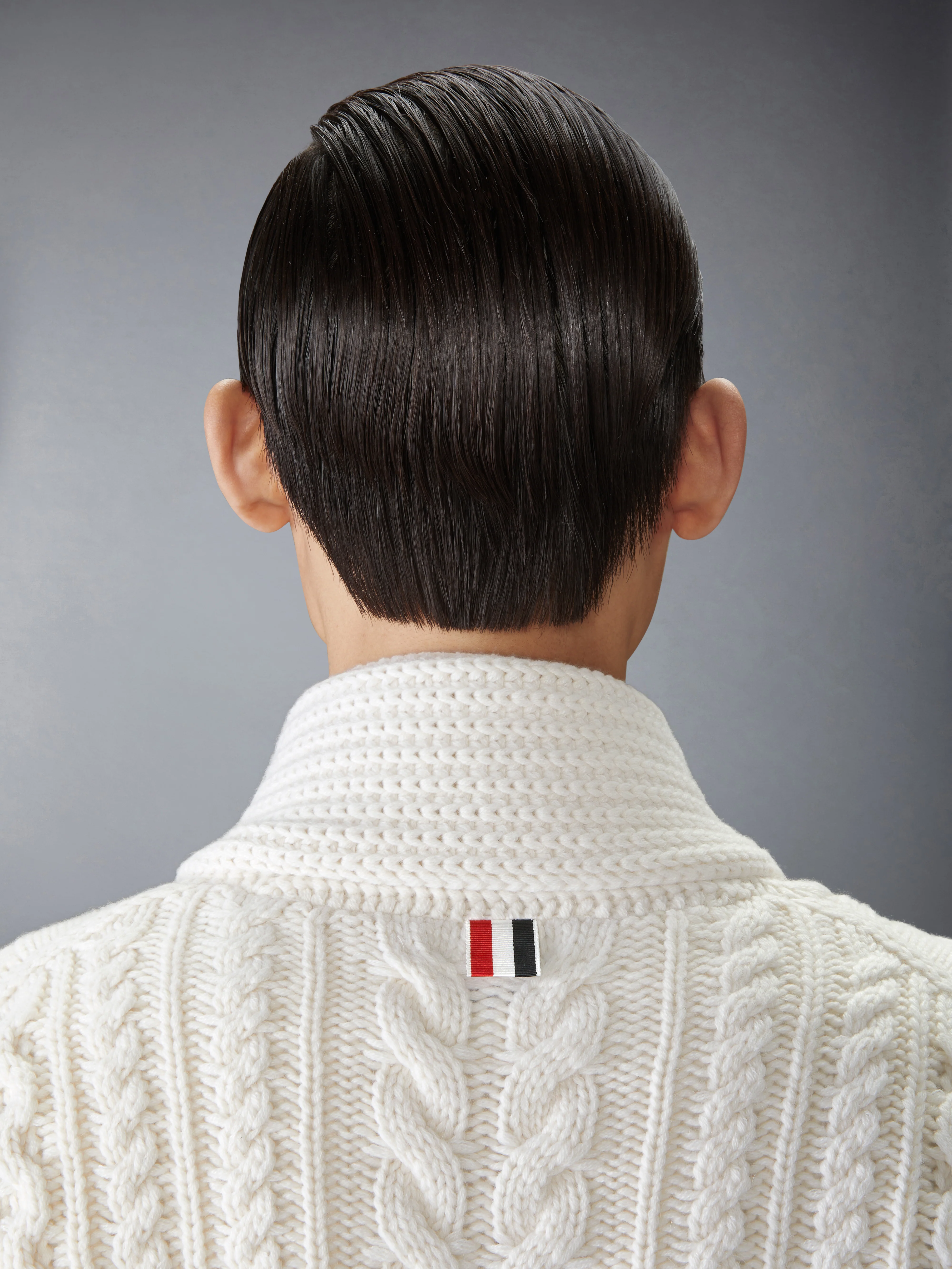 ARAN CABLE CASHMERE RWB STRIPE CARDIGAN - Image 4