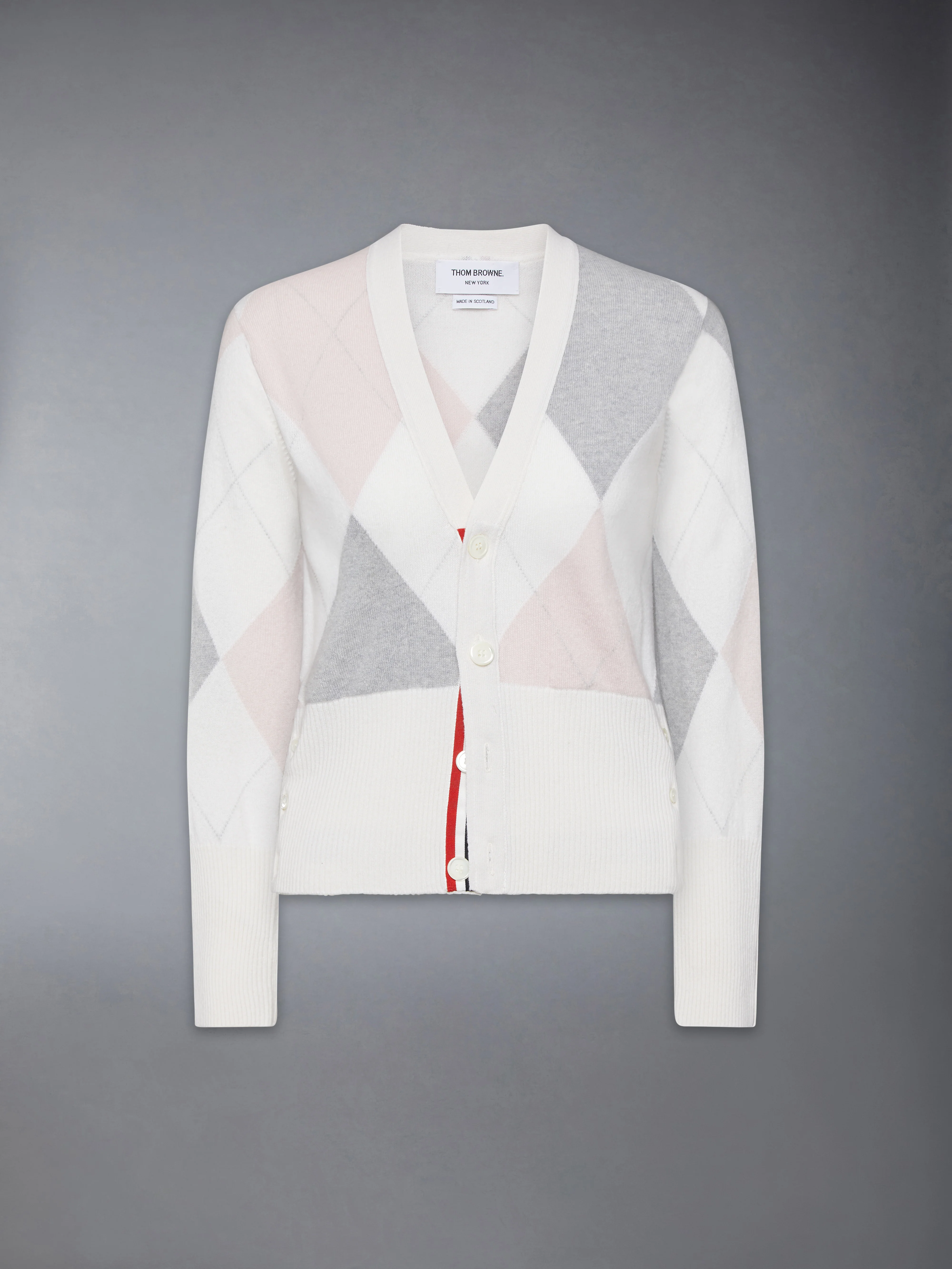 ARGYLE INTARSIA CASHMERE V NECK CARDIGAN - Image 6