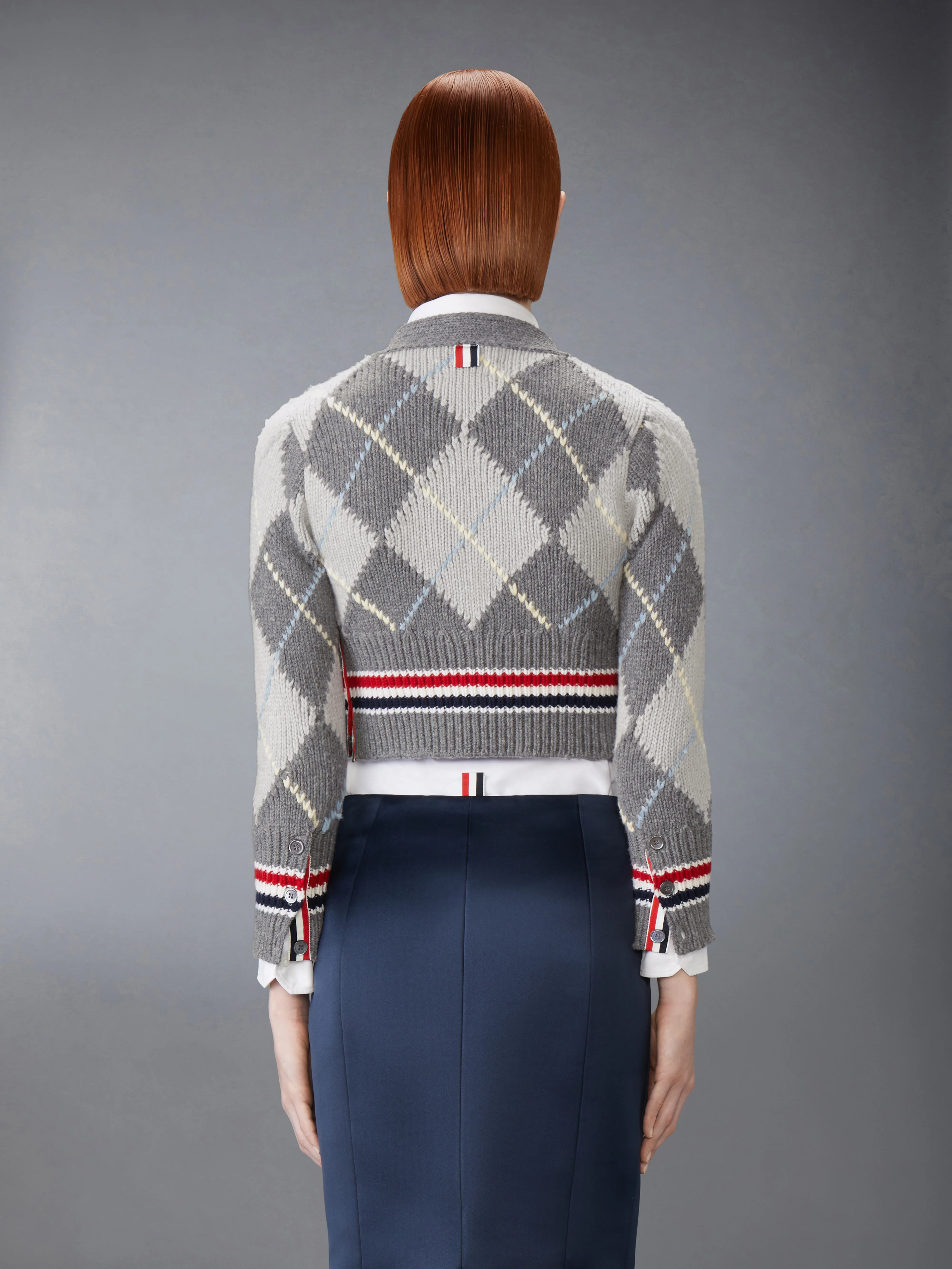ARGYLE INTARSIA MERINO WOOL SHRUNKEN CARDIGAN - Image 2