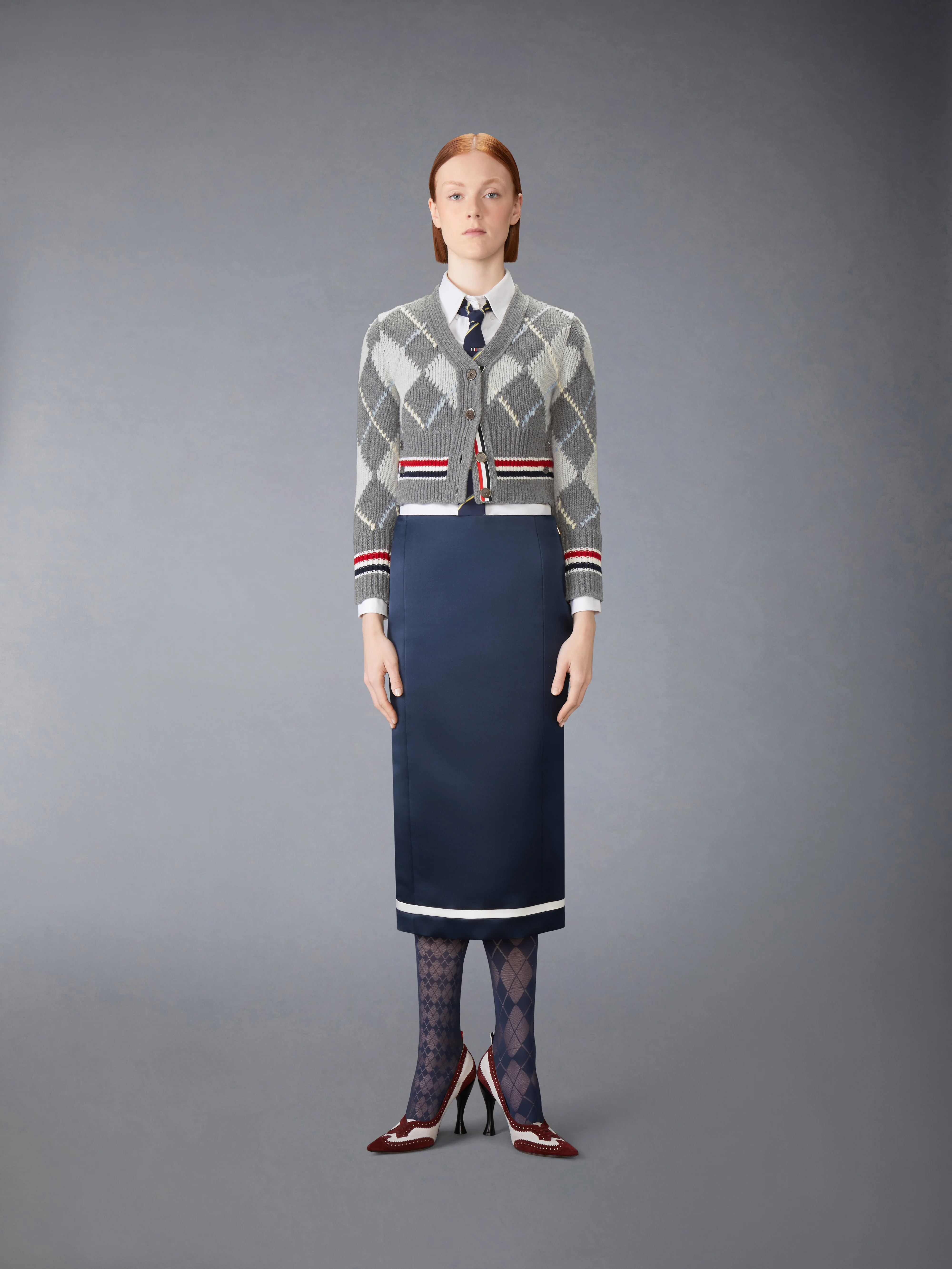 ARGYLE INTARSIA MERINO WOOL SHRUNKEN CARDIGAN - Image 3