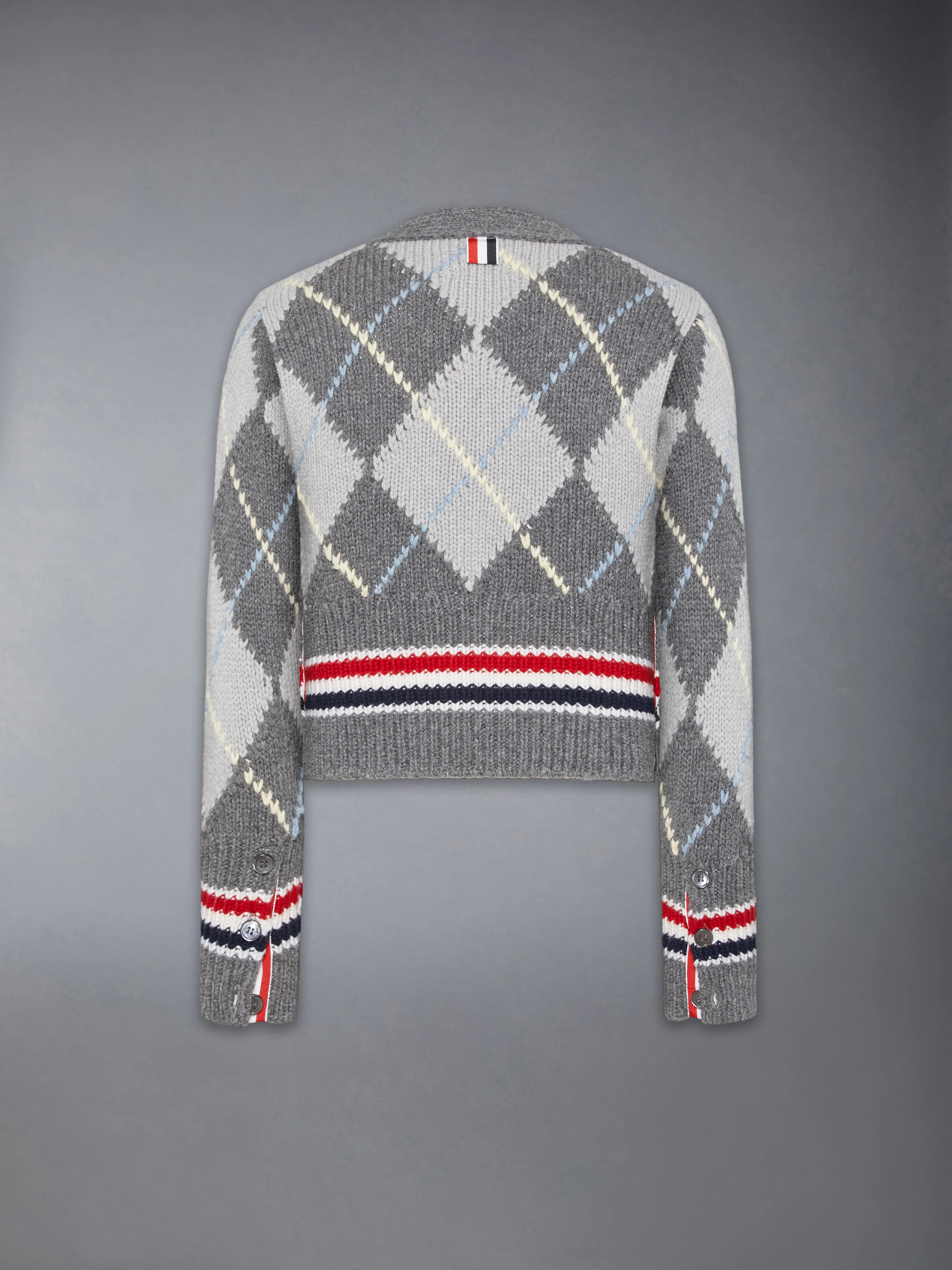ARGYLE INTARSIA MERINO WOOL SHRUNKEN CARDIGAN - Image 7