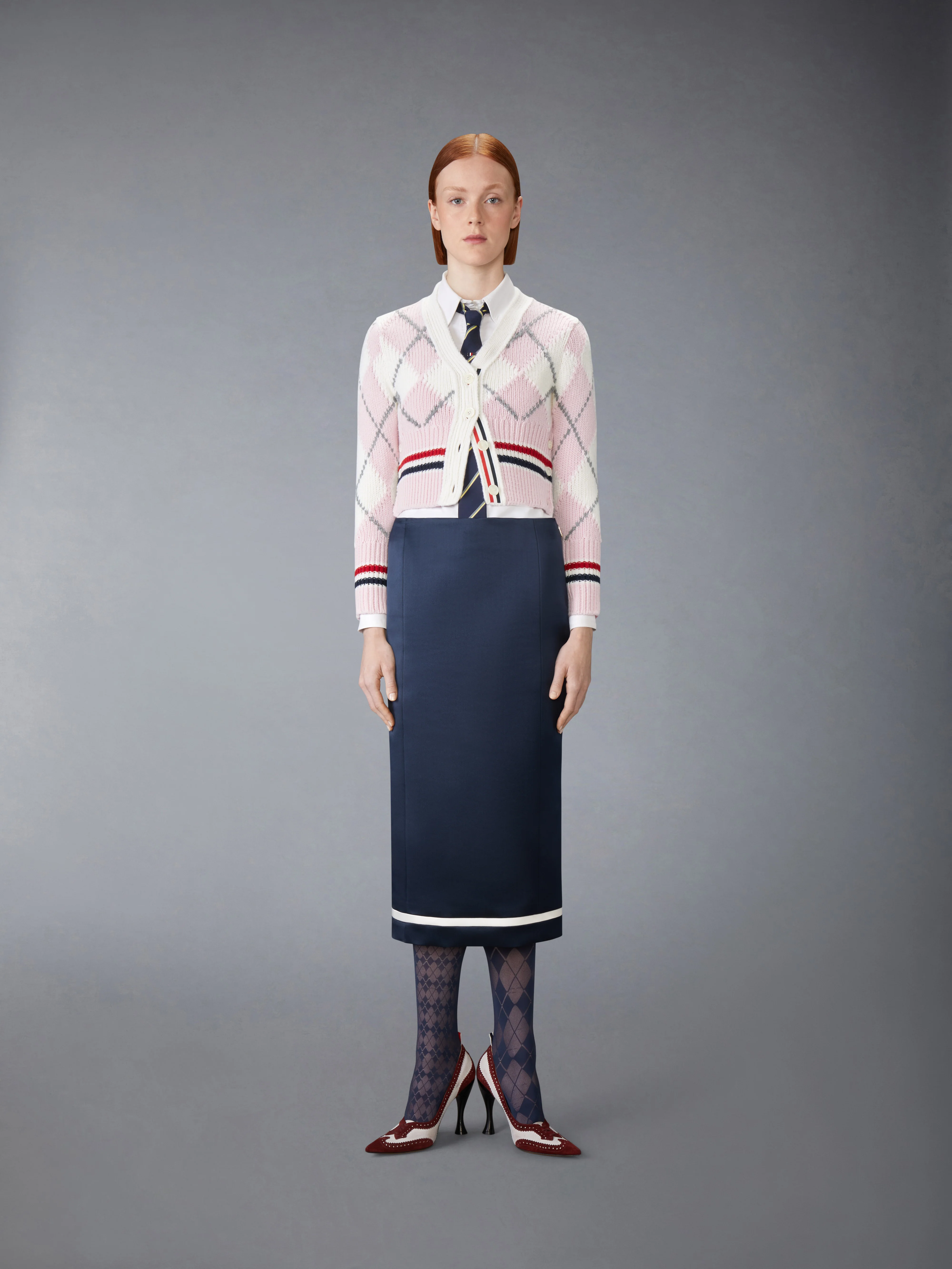 ARGYLE INTARSIA MERINO WOOL SHRUNKEN CARDIGAN - Image 3