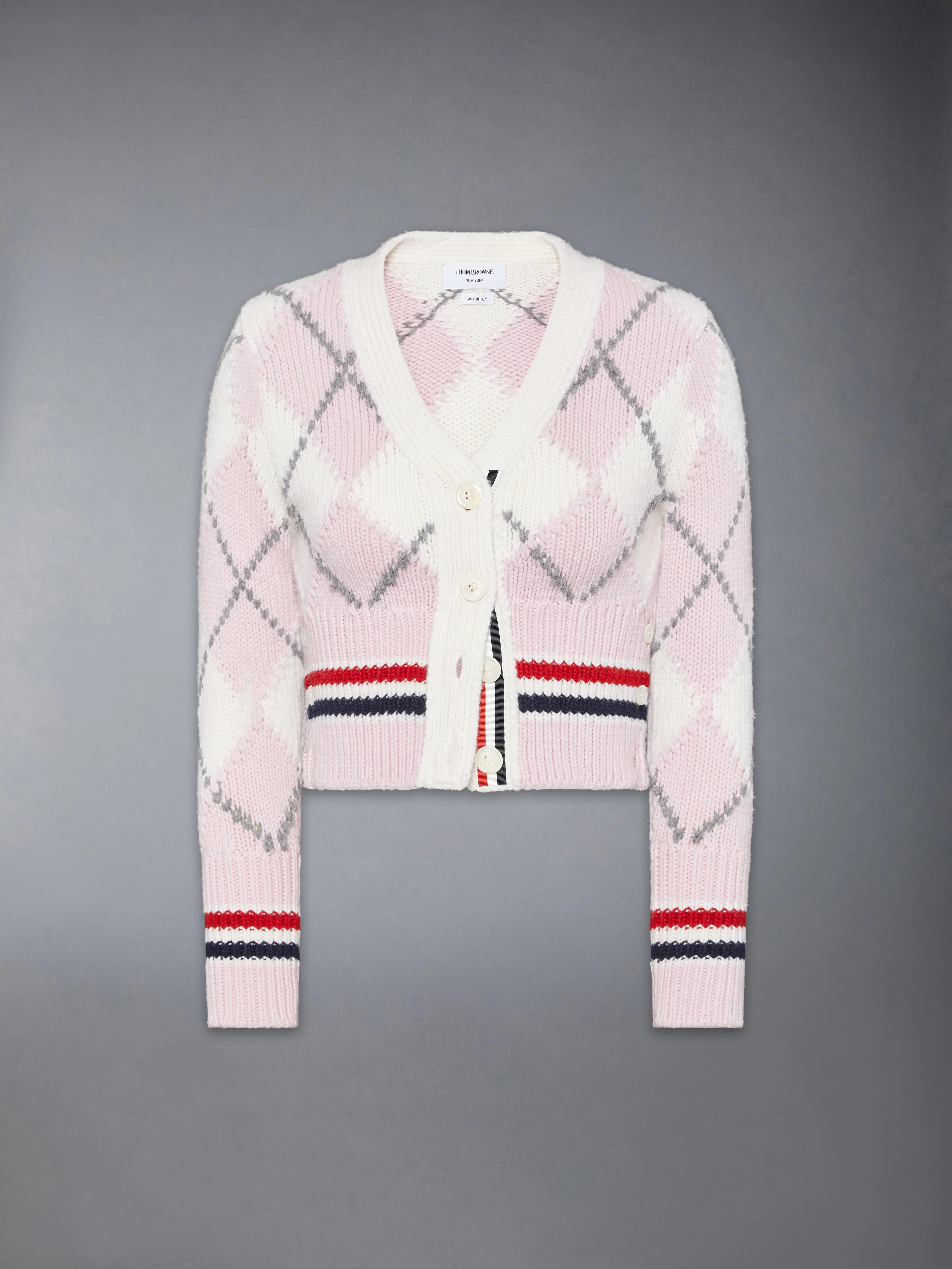 ARGYLE INTARSIA MERINO WOOL SHRUNKEN CARDIGAN - Image 6