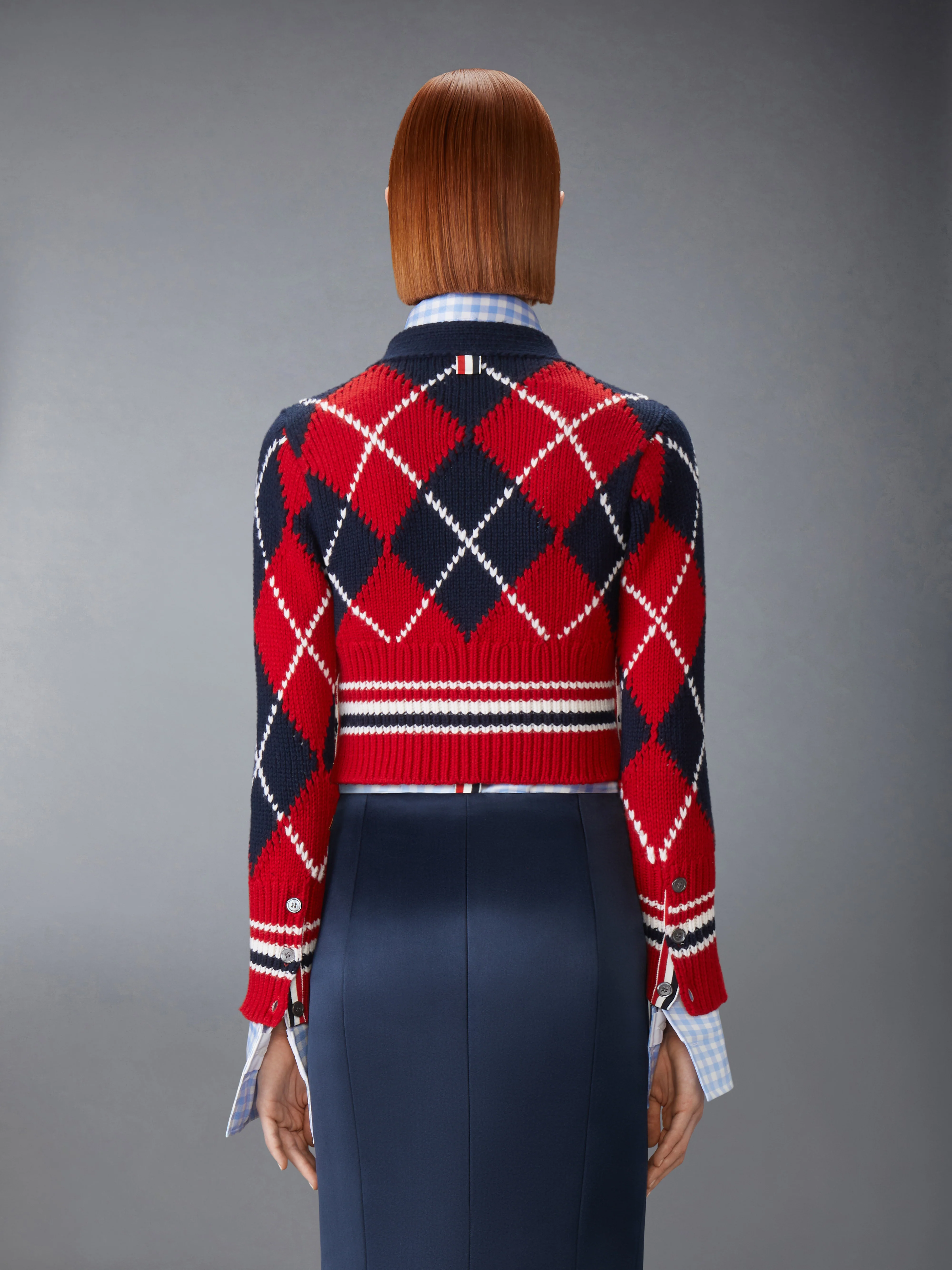 ARGYLE INTARSIA MERINO WOOL SHRUNKEN CARDIGAN - Image 2