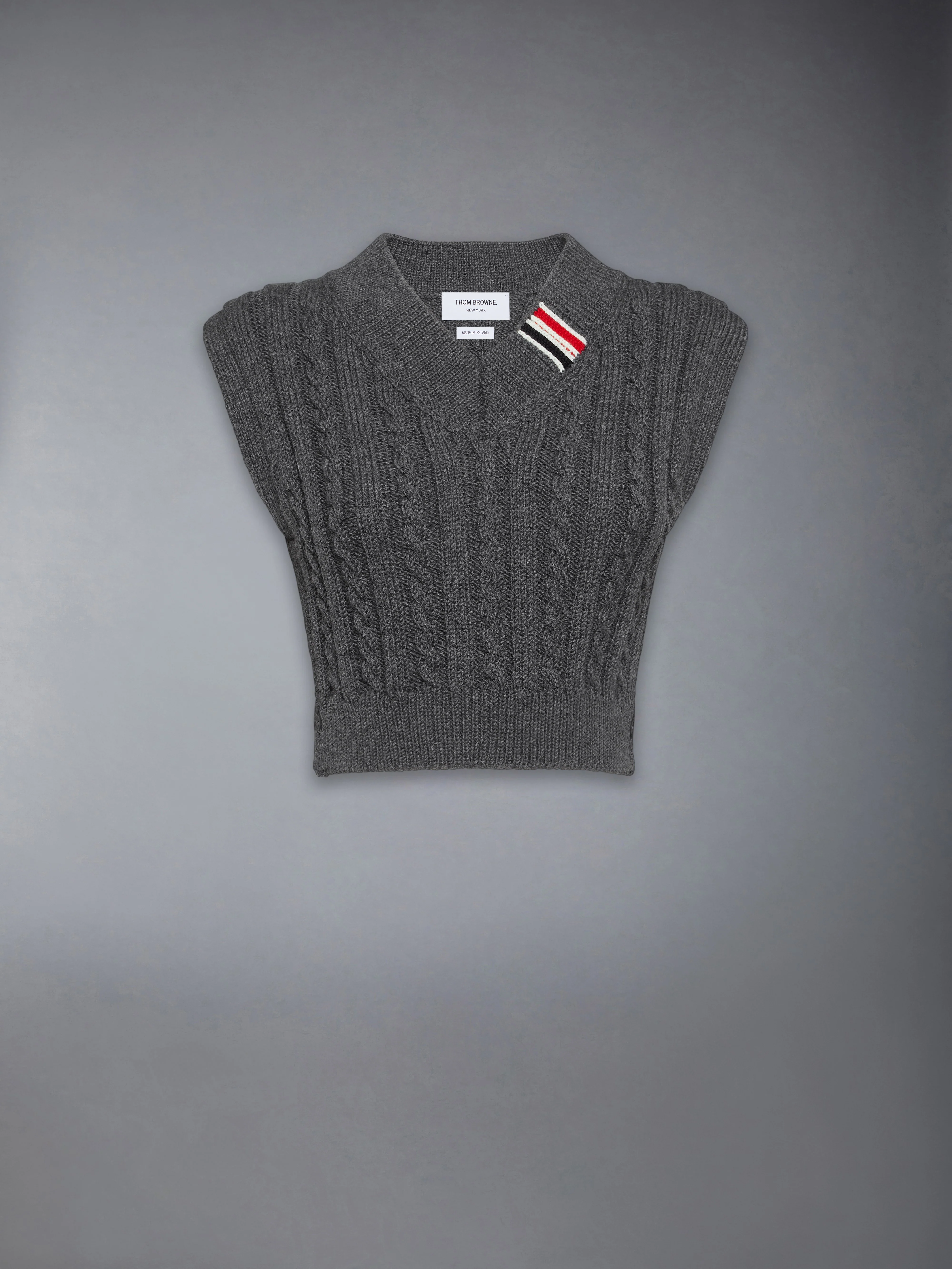 BABY CABLE CROPPED V NECK PULLOVER - Image 6