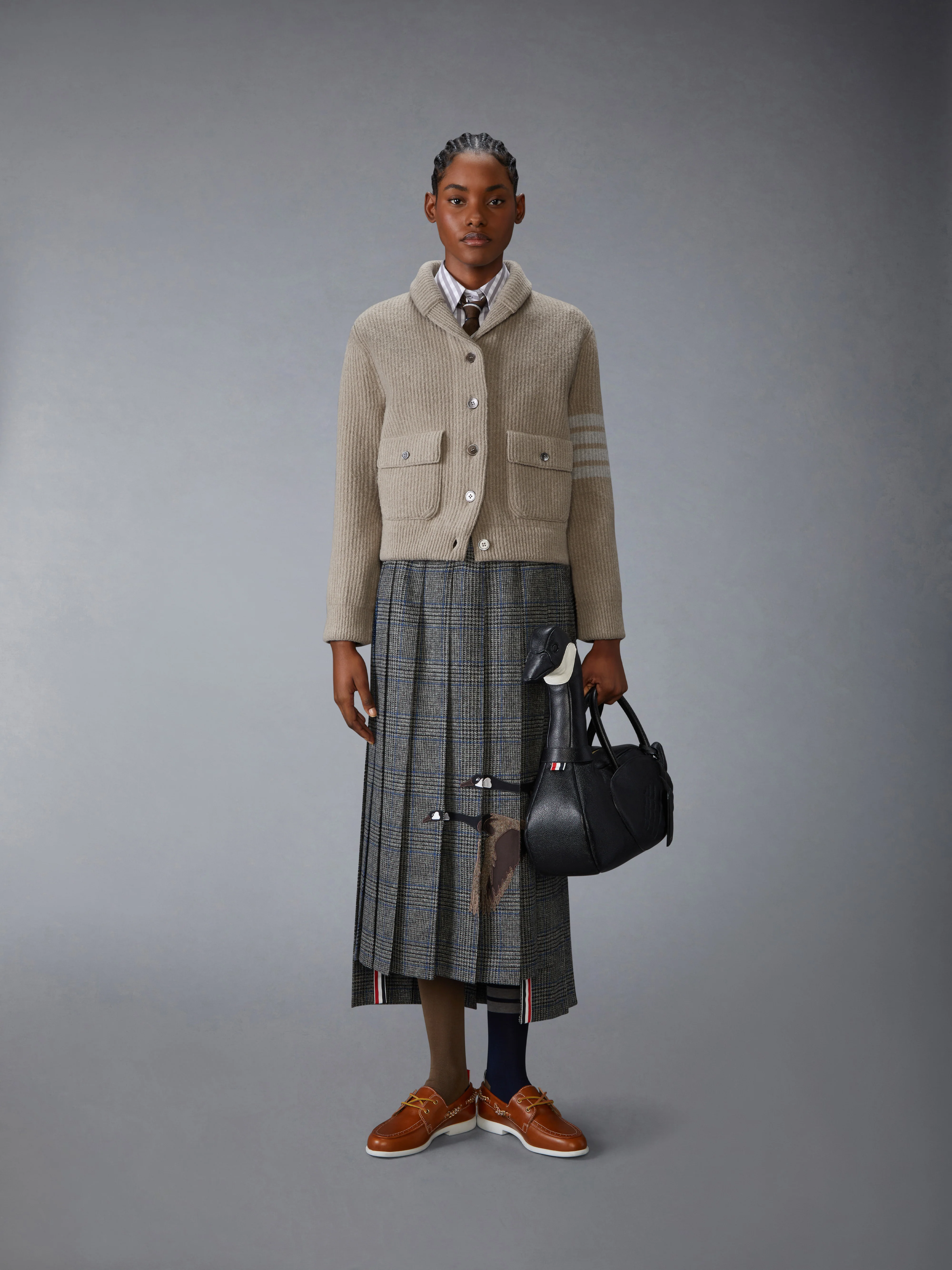 BOILED MERINO WOOL 4-BAR BOMBER JACKET - Image 3