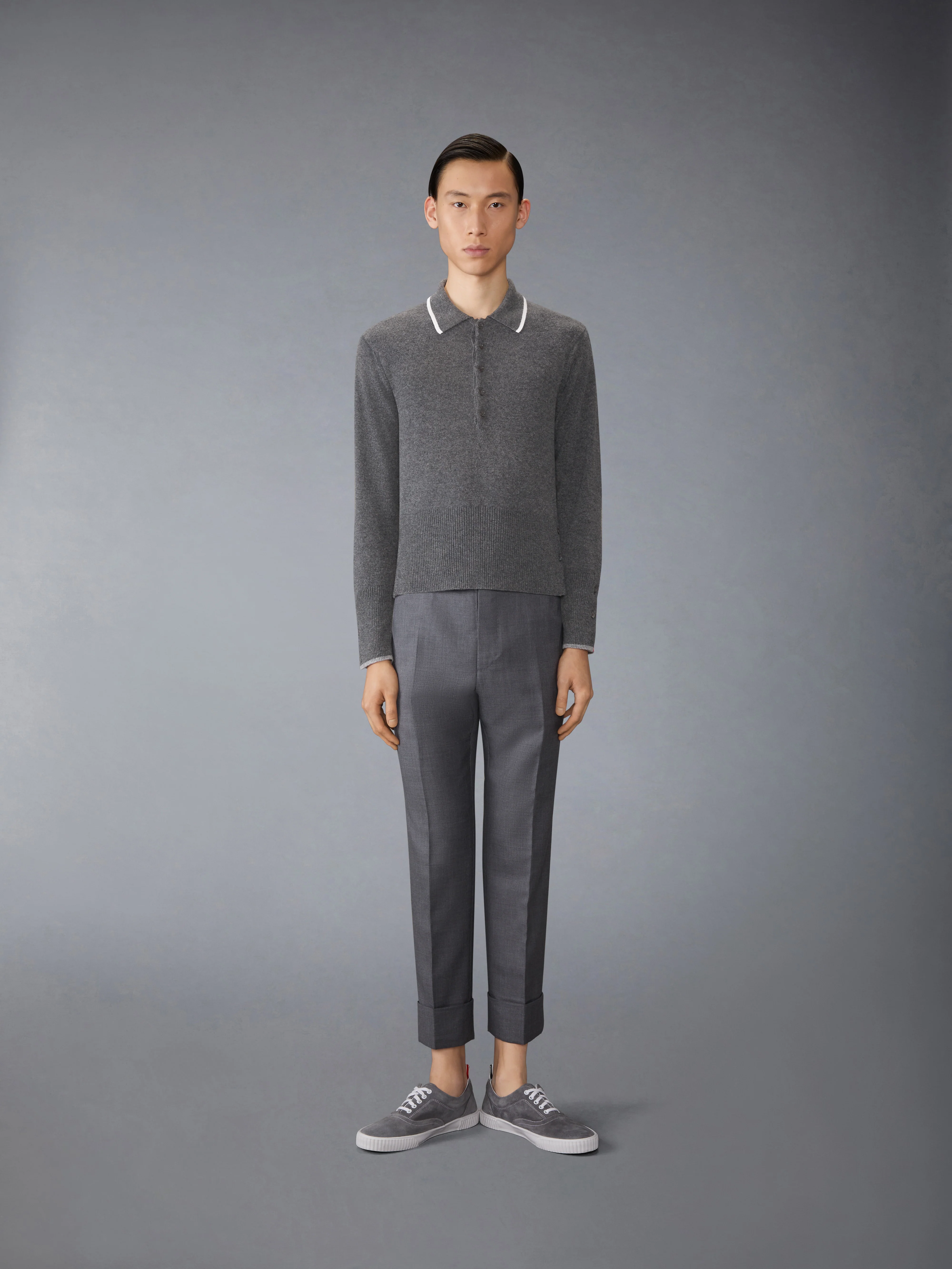 BROWNE 65 JERSEY INTARSIA CASHMERE LONG SLEEVE POLO - Image 3