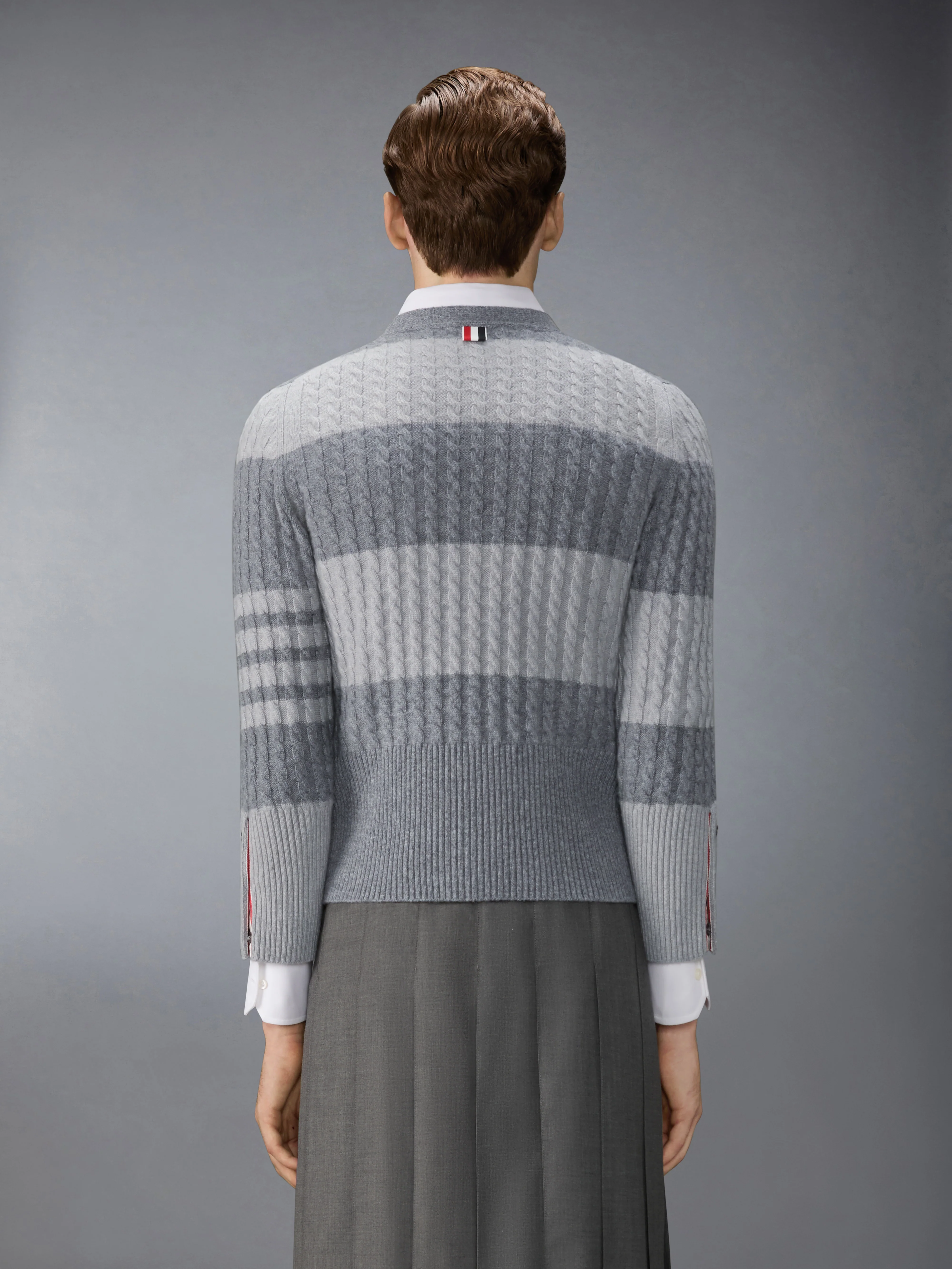 CASHMERE BABY CABLE STITCH 4-BAR CARDIGAN - Image 2