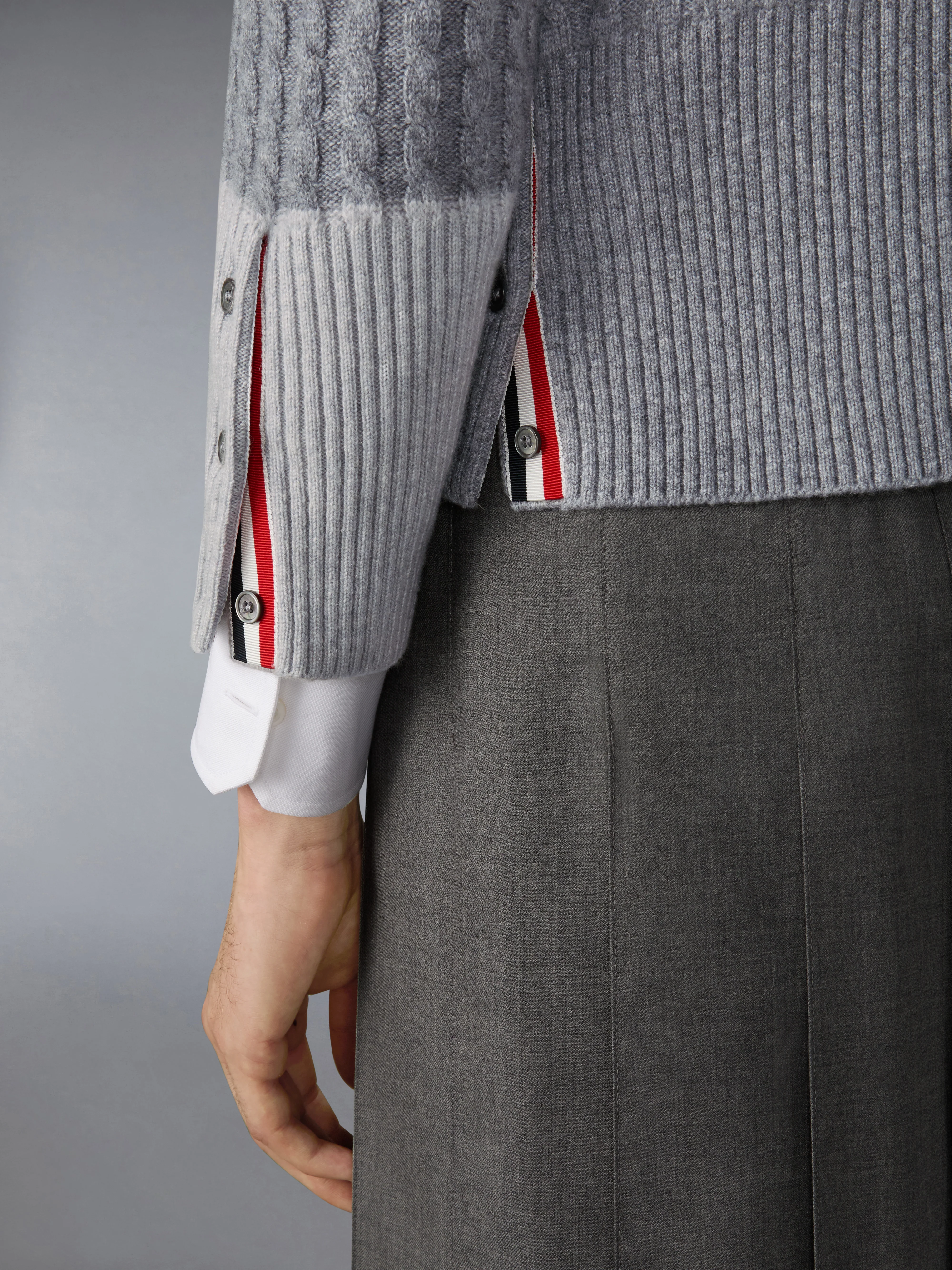 CASHMERE BABY CABLE STITCH 4-BAR CARDIGAN - Image 4