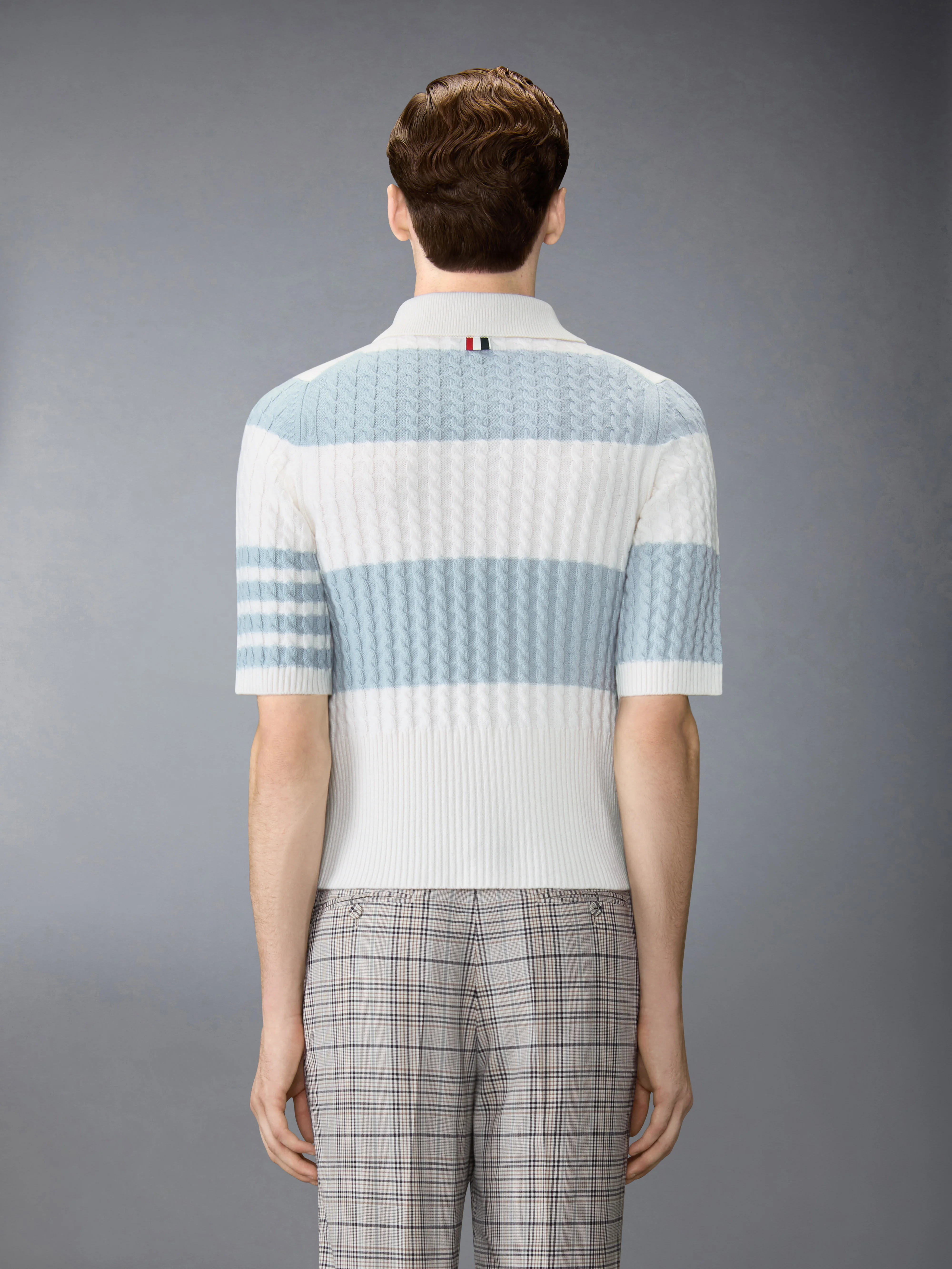 CASHMERE BABY CABLE STITCH 4-BAR RUGBY STRIPE POLO - Image 2