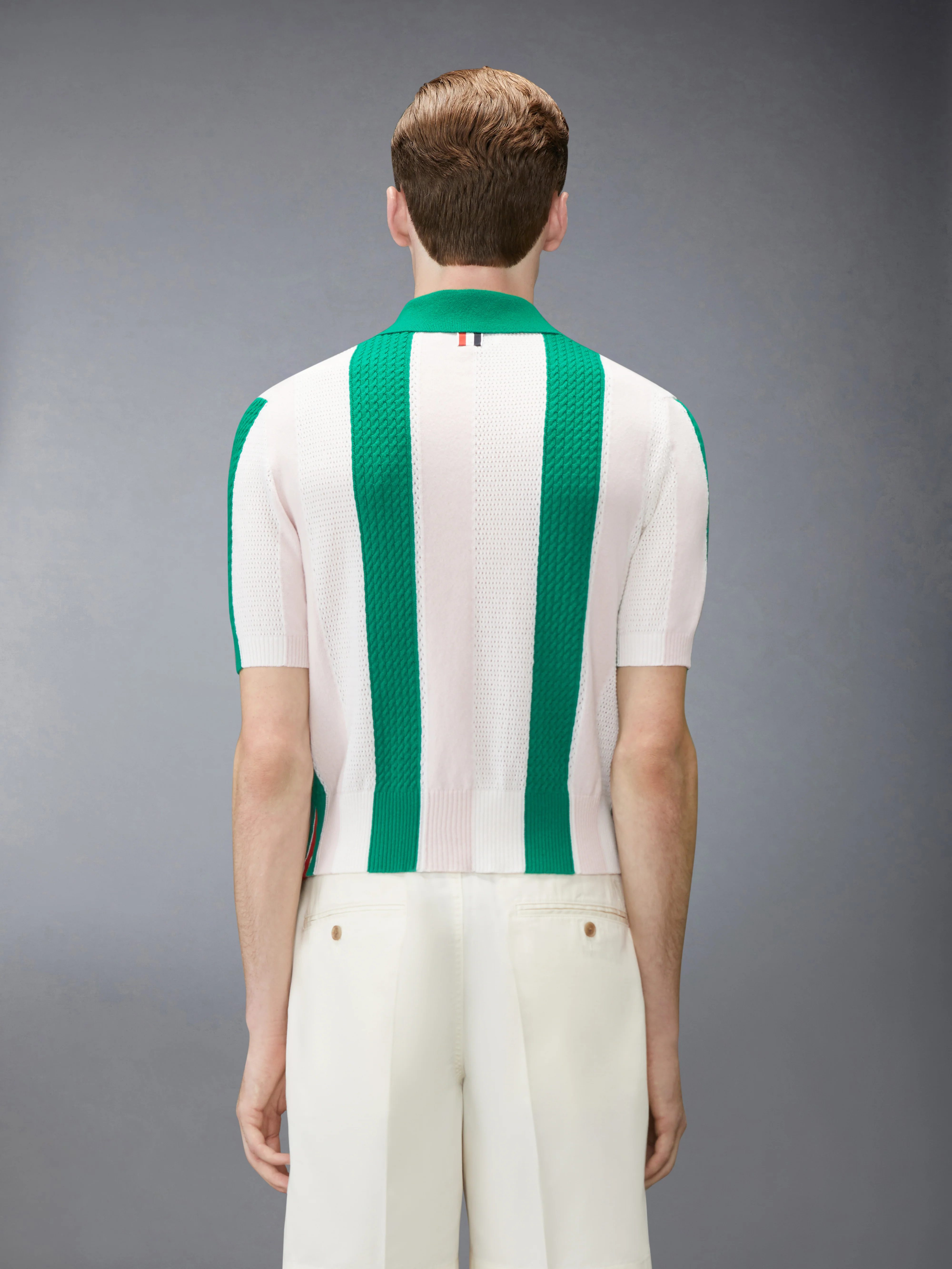 CASHMERE INTARSIA SHADOW STRIPE POLO - Image 2