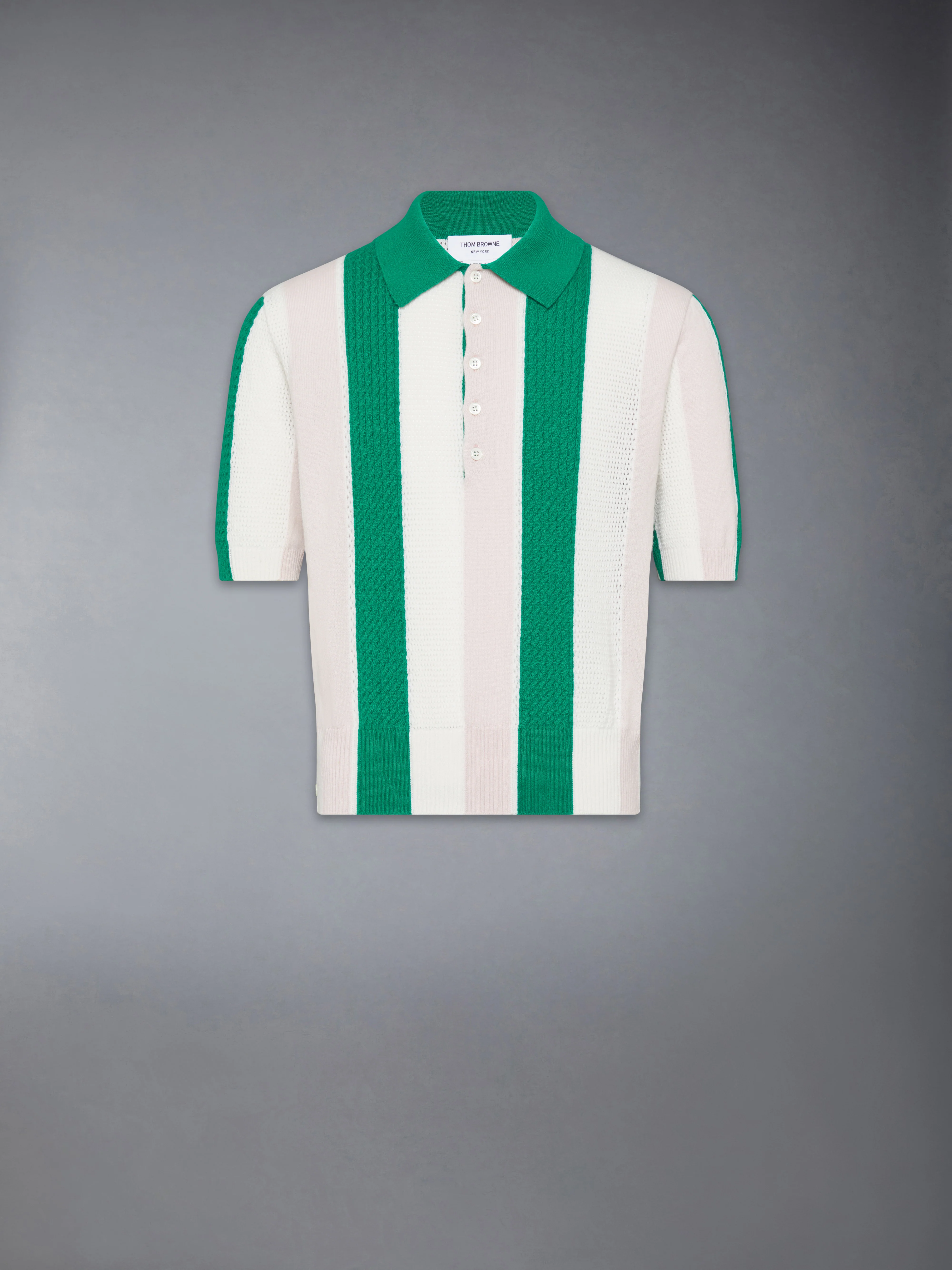 CASHMERE INTARSIA SHADOW STRIPE POLO - Image 6