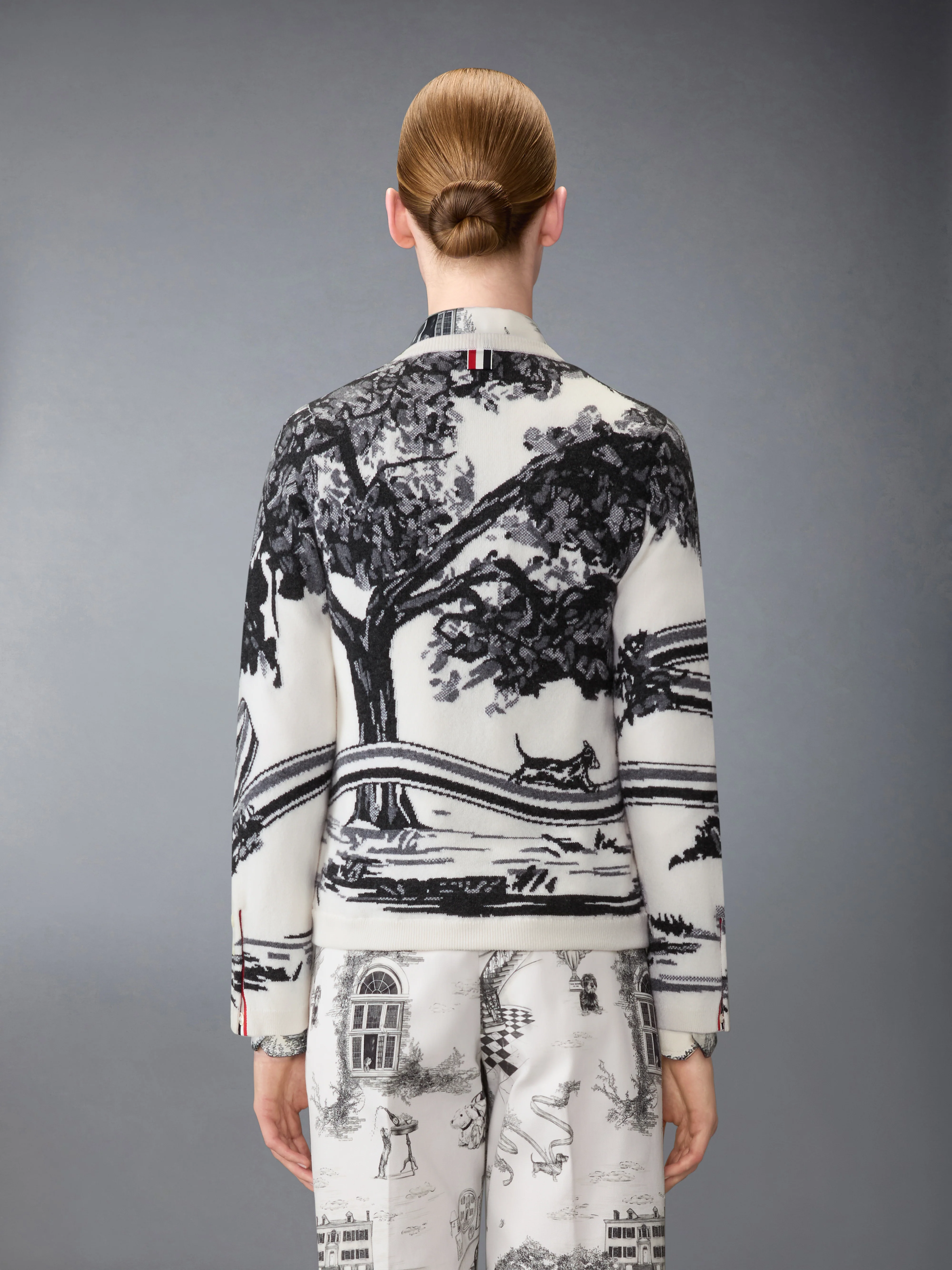 CASHMERE JERSEY INTARSIA HECTOR TOILE CARDIGAN - Image 2