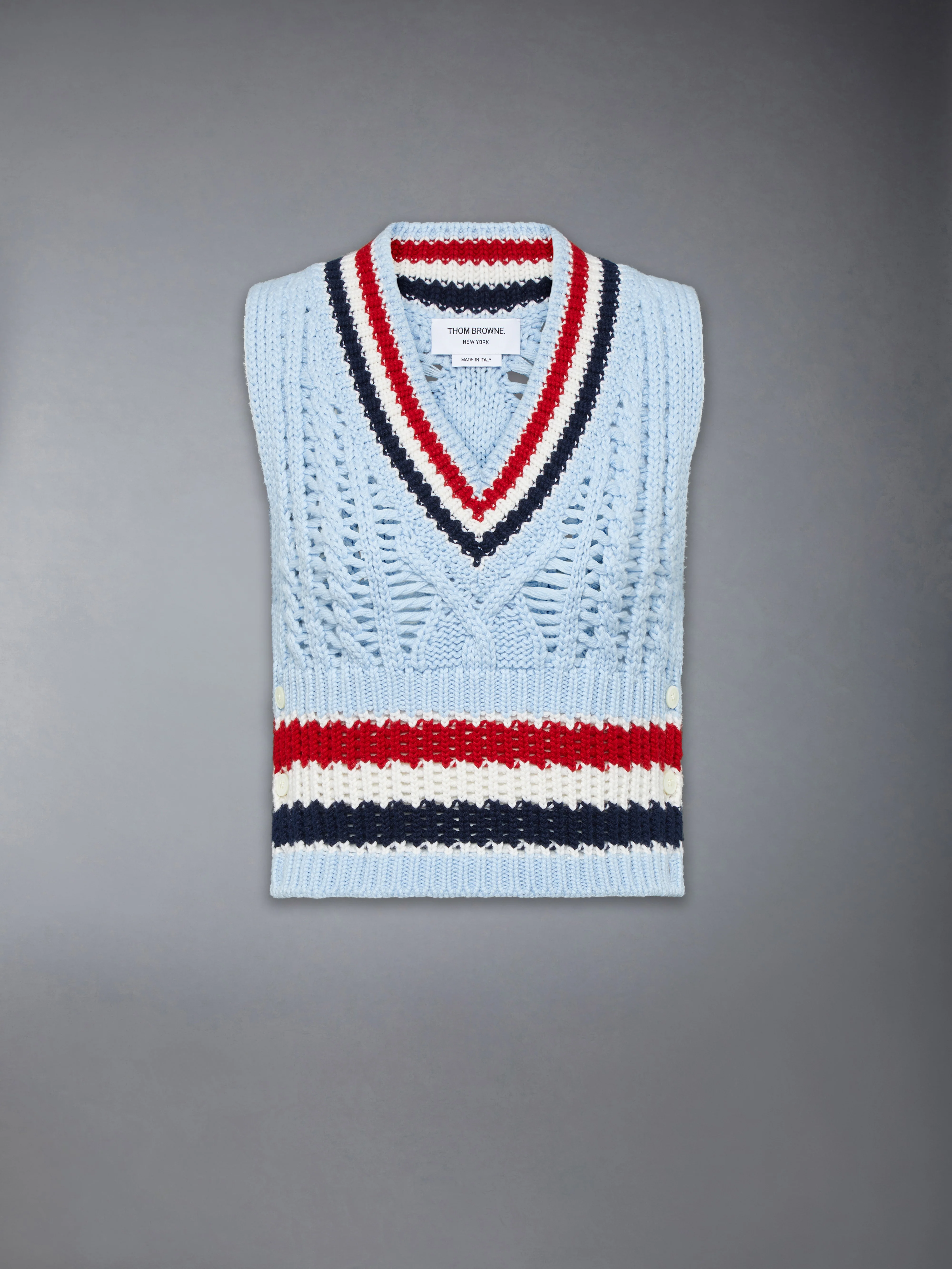 CASHMERE RWB STRIPE CHUNKY SHRUNKEN VEST - Image 5