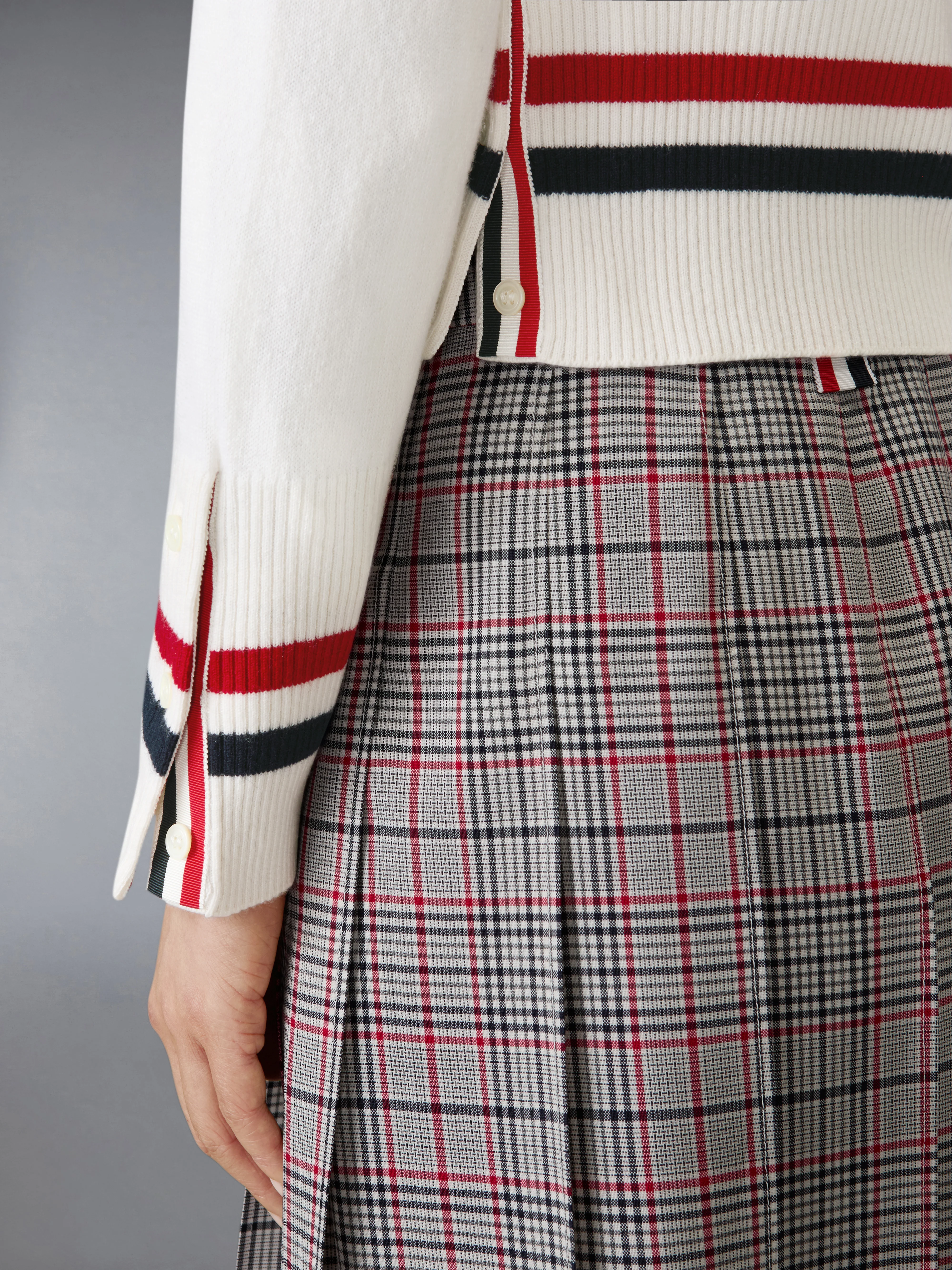 CASHMERE RWB STRIPE SHRUNKEN CARDIGAN - Image 4