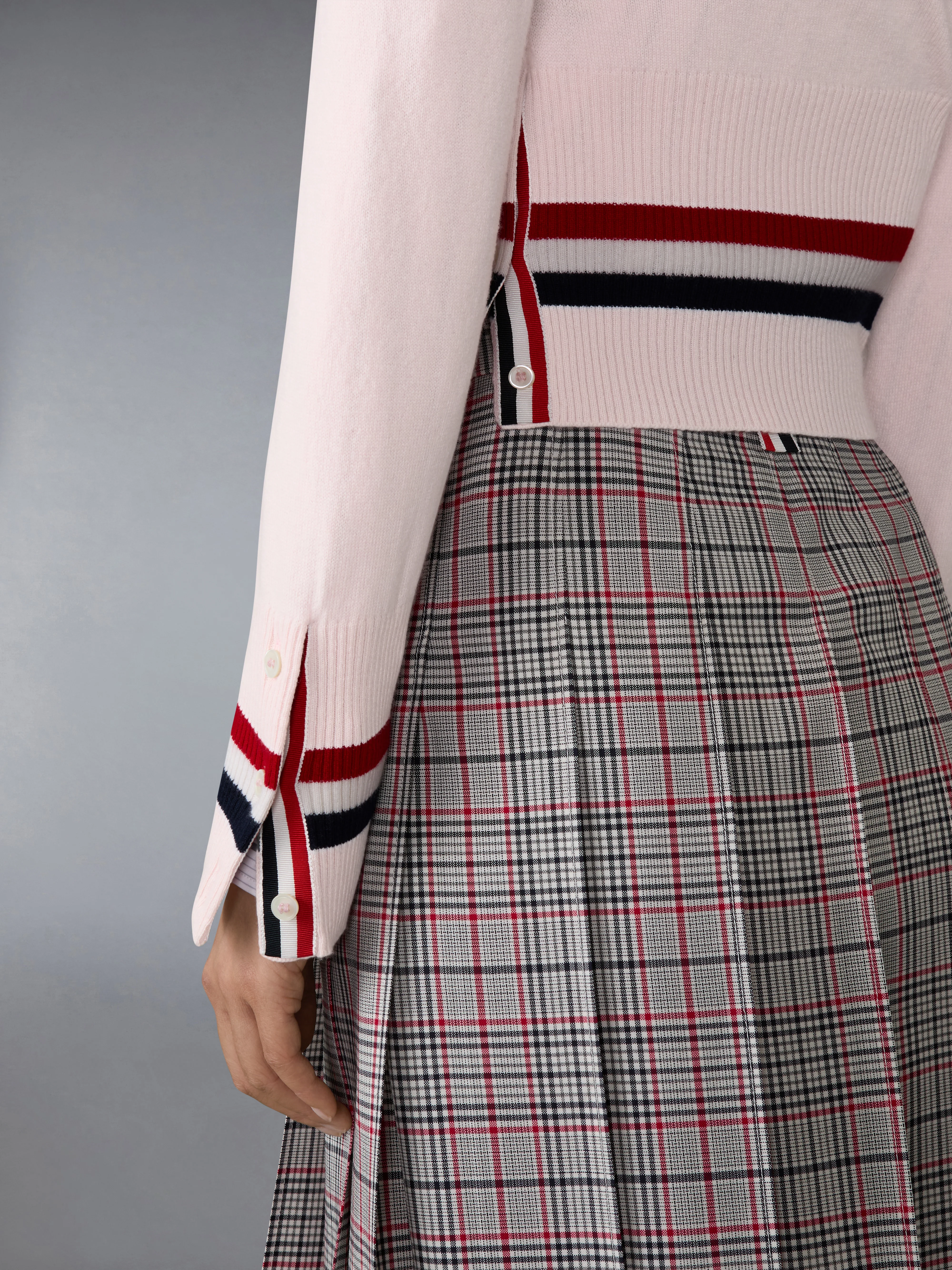 CASHMERE RWB STRIPE SHRUNKEN CARDIGAN - Image 4