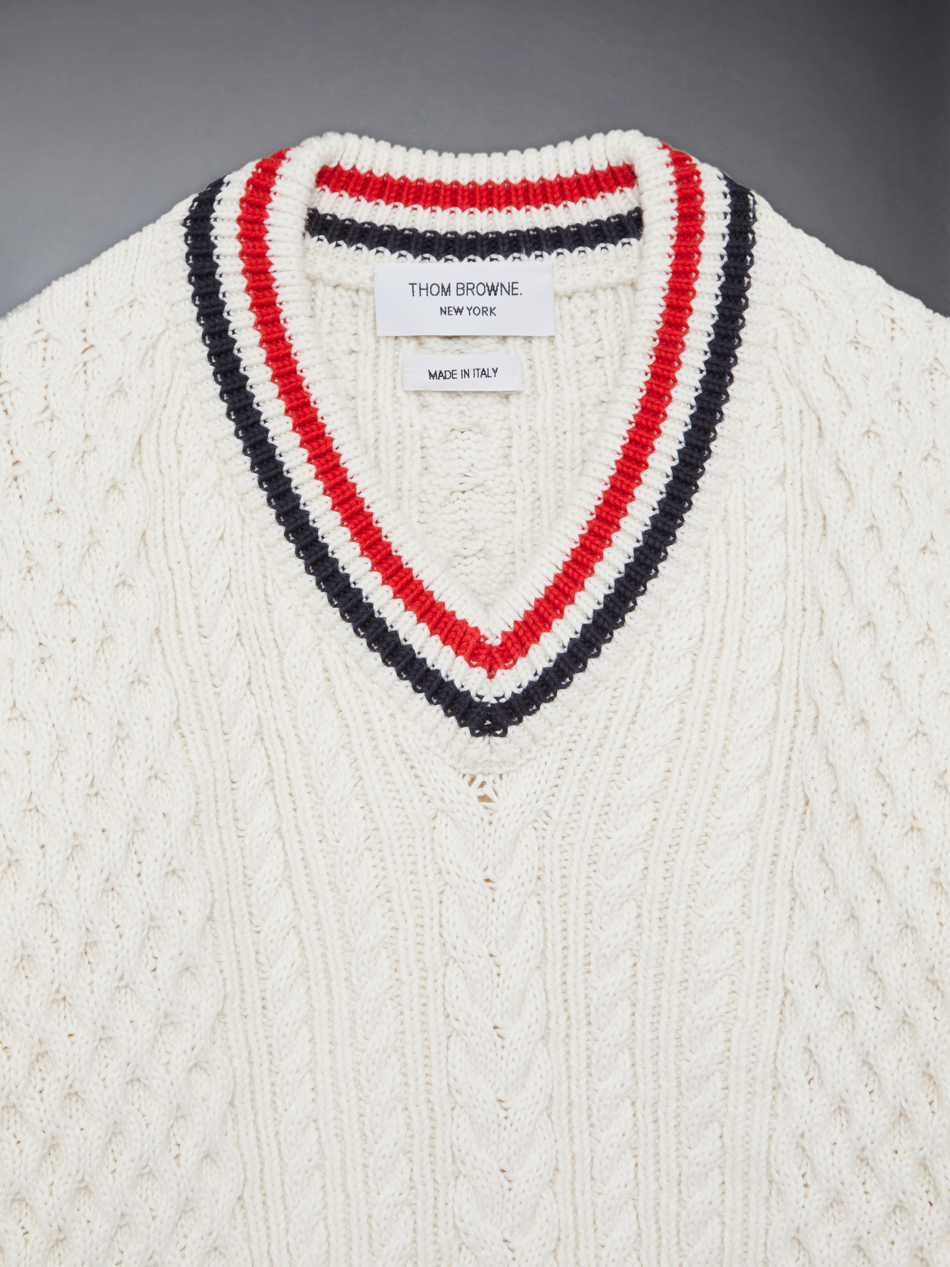 CHILDREN'S ARAN CABLE CRICKET STRIPE PULLOVER - Image 3