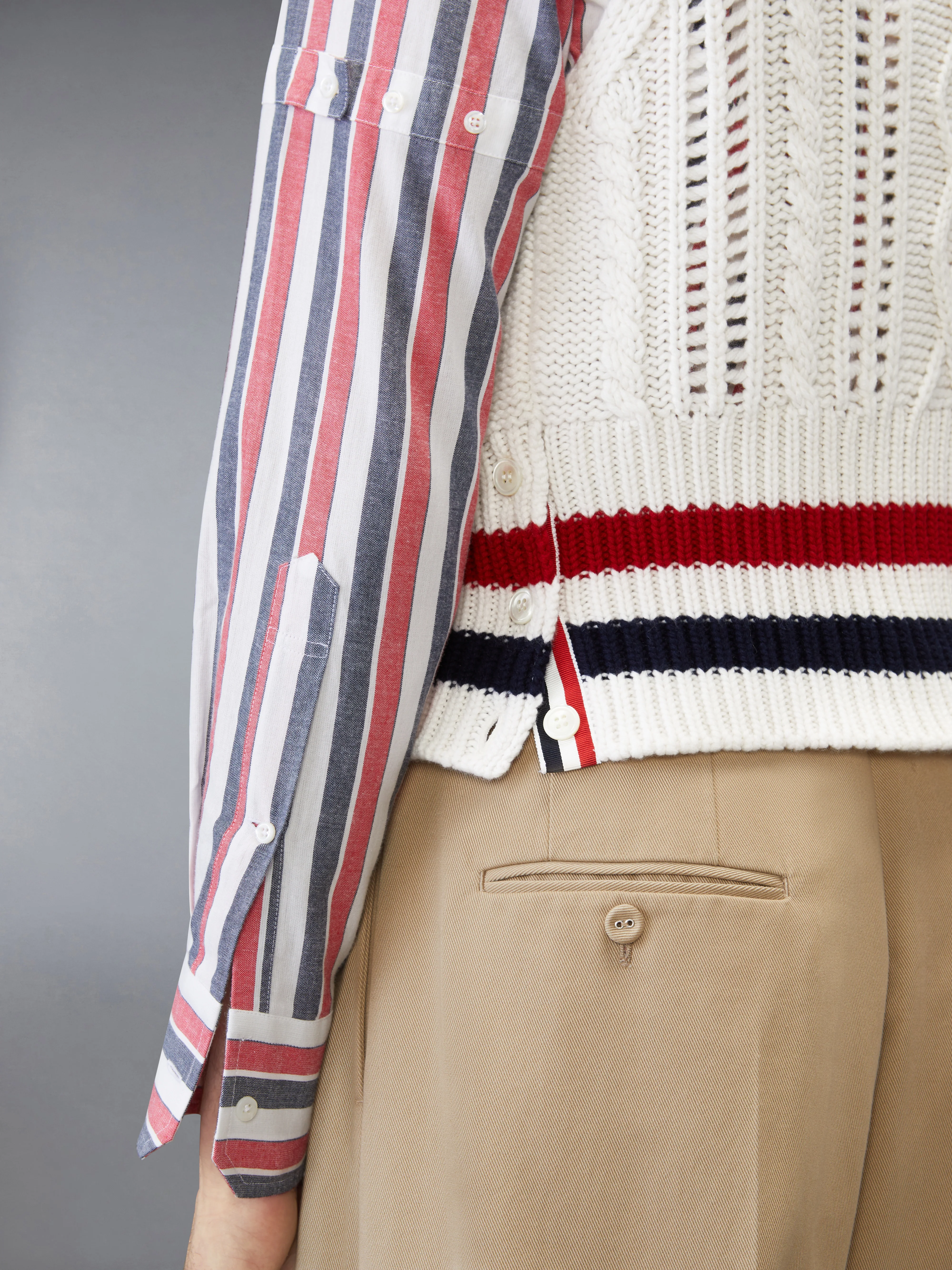 CHUNKY CASHMERE RWB STRIPE VEST - Image 4