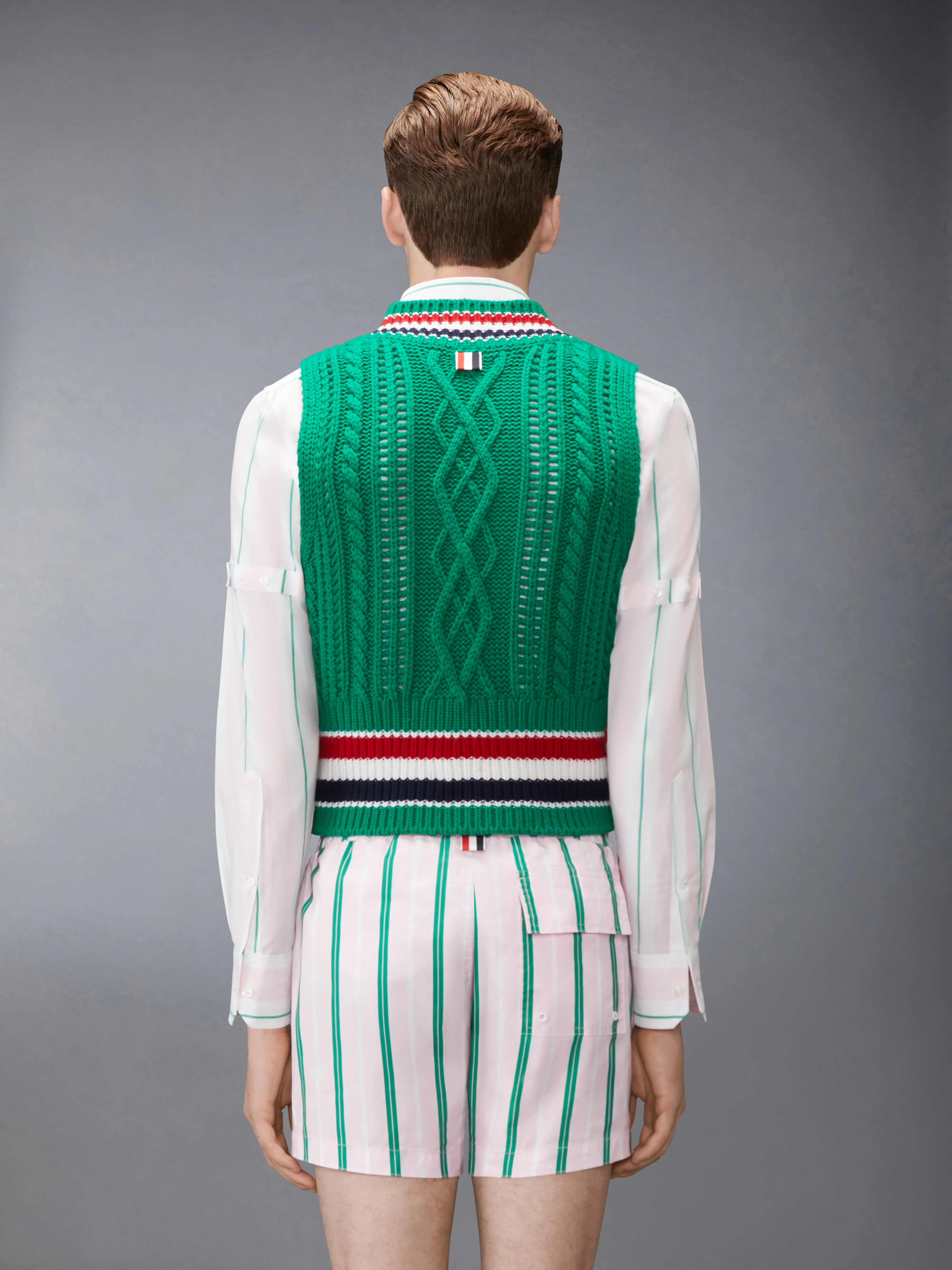 CHUNKY CASHMERE RWB STRIPE VEST - Image 2
