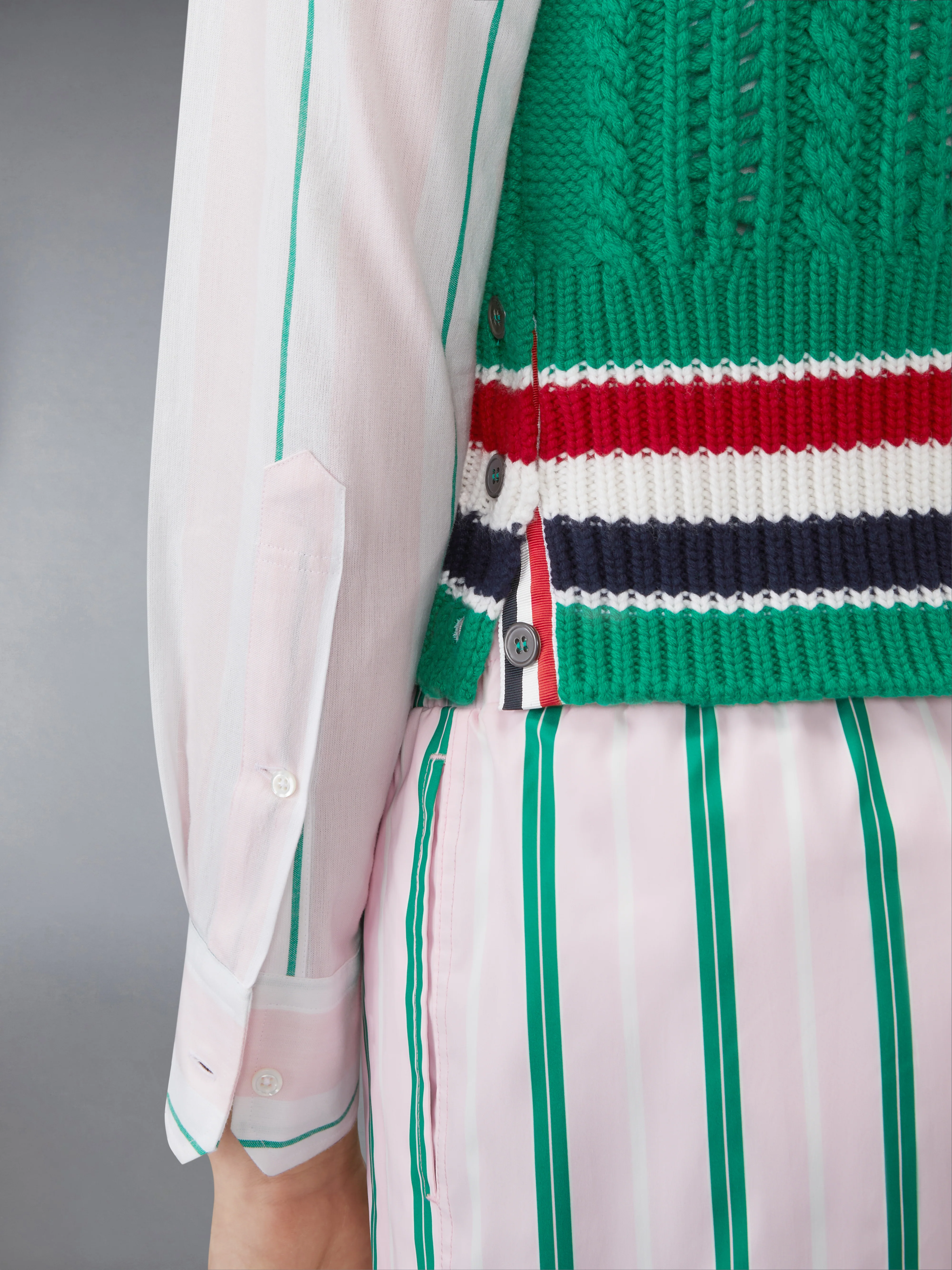CHUNKY CASHMERE RWB STRIPE VEST - Image 4