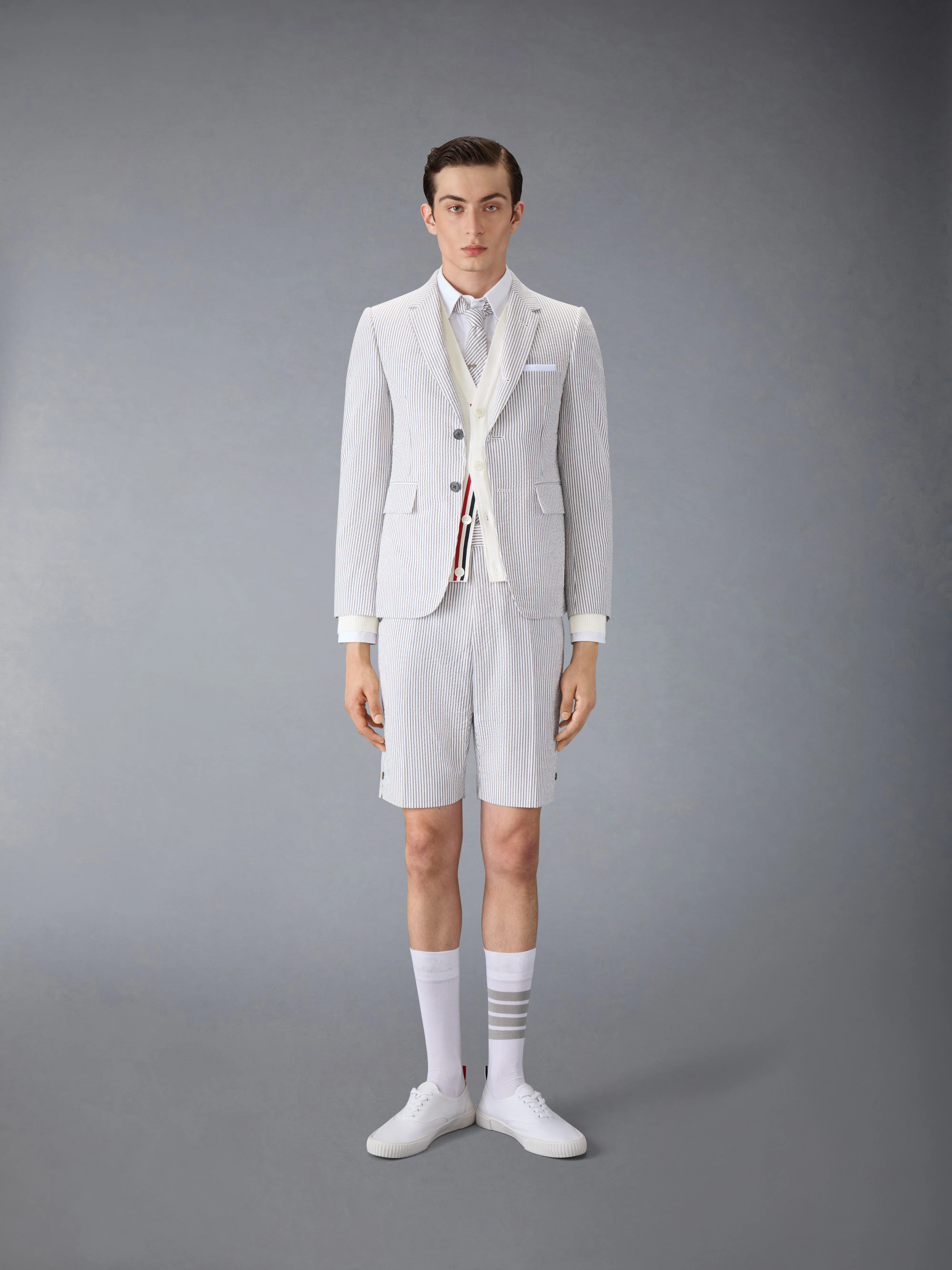 CLASSIC CASHMERE 4-BAR V-NECK CARDIGAN - Image 3