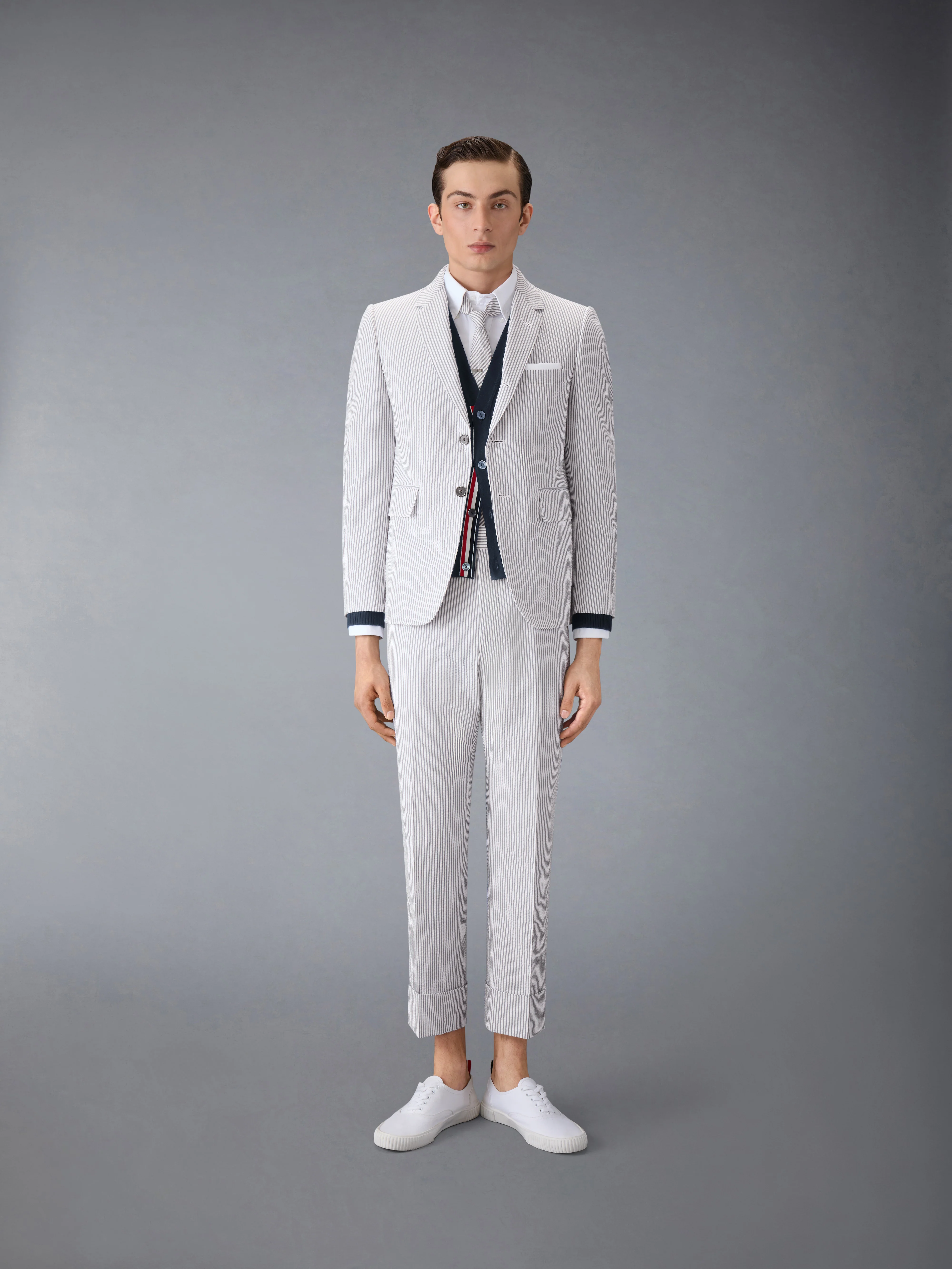 CLASSIC CASHMERE 4-BAR V-NECK CARDIGAN - Image 3