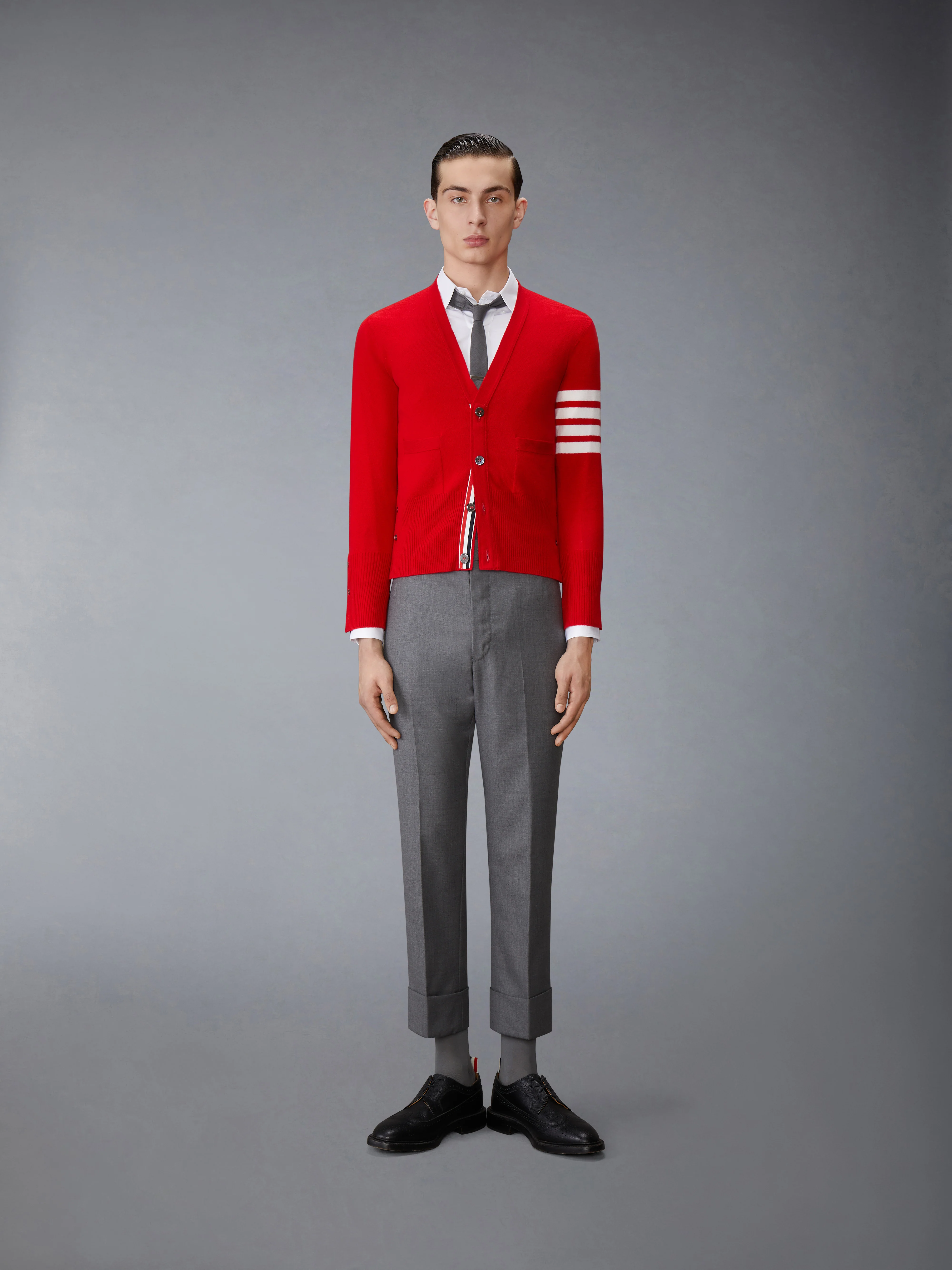 CLASSIC CASHMERE 4-BAR V-NECK CARDIGAN - Image 3