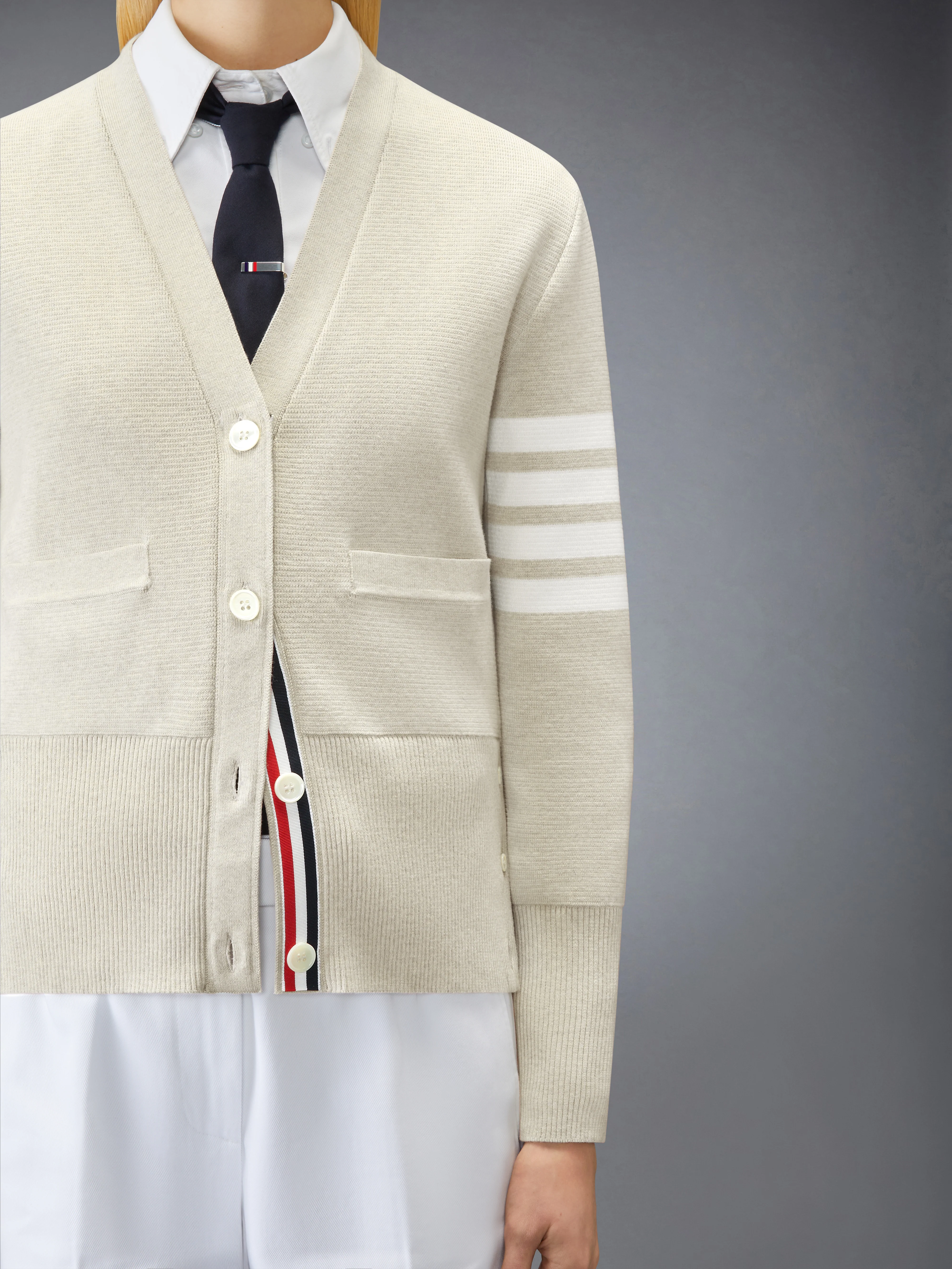 COTTON CREPE MILANO 4-BAR CARDIGAN - Image 5
