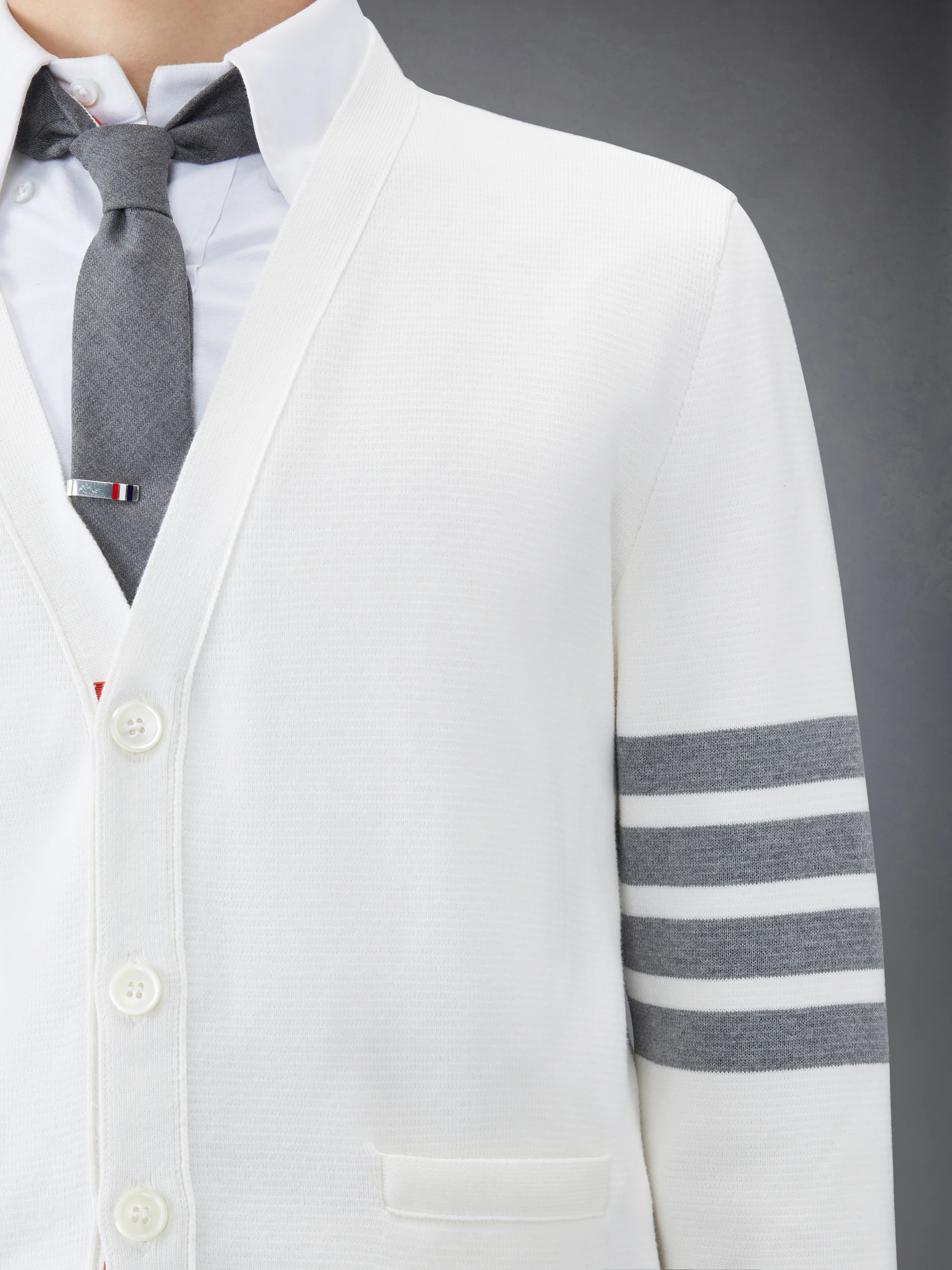 COTTON CREPE V-NECK CARDIGAN - Image 6