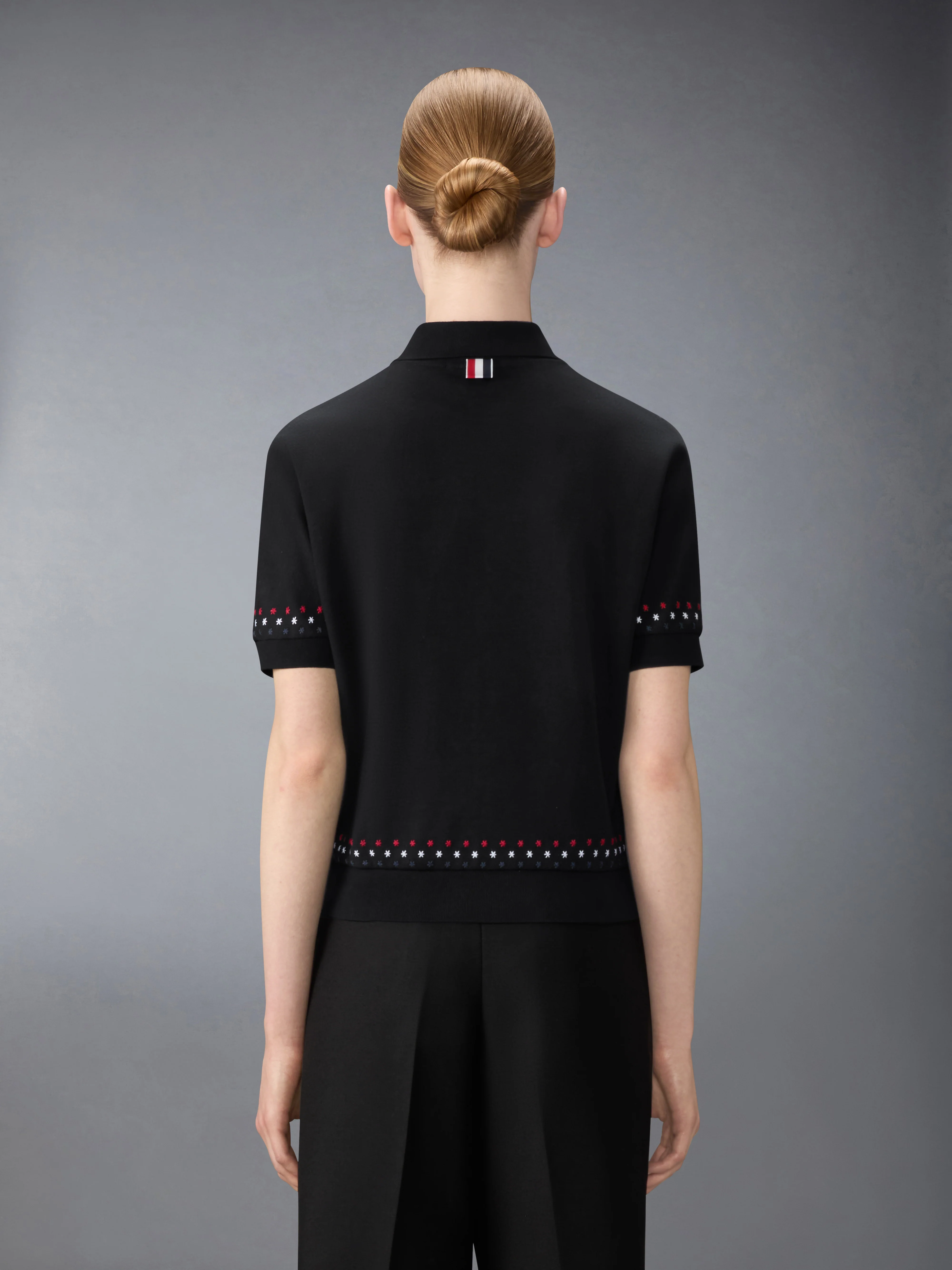 COTTON MILANO STARS & SNOWFLAKE EMBROIDERY POLO - Image 2