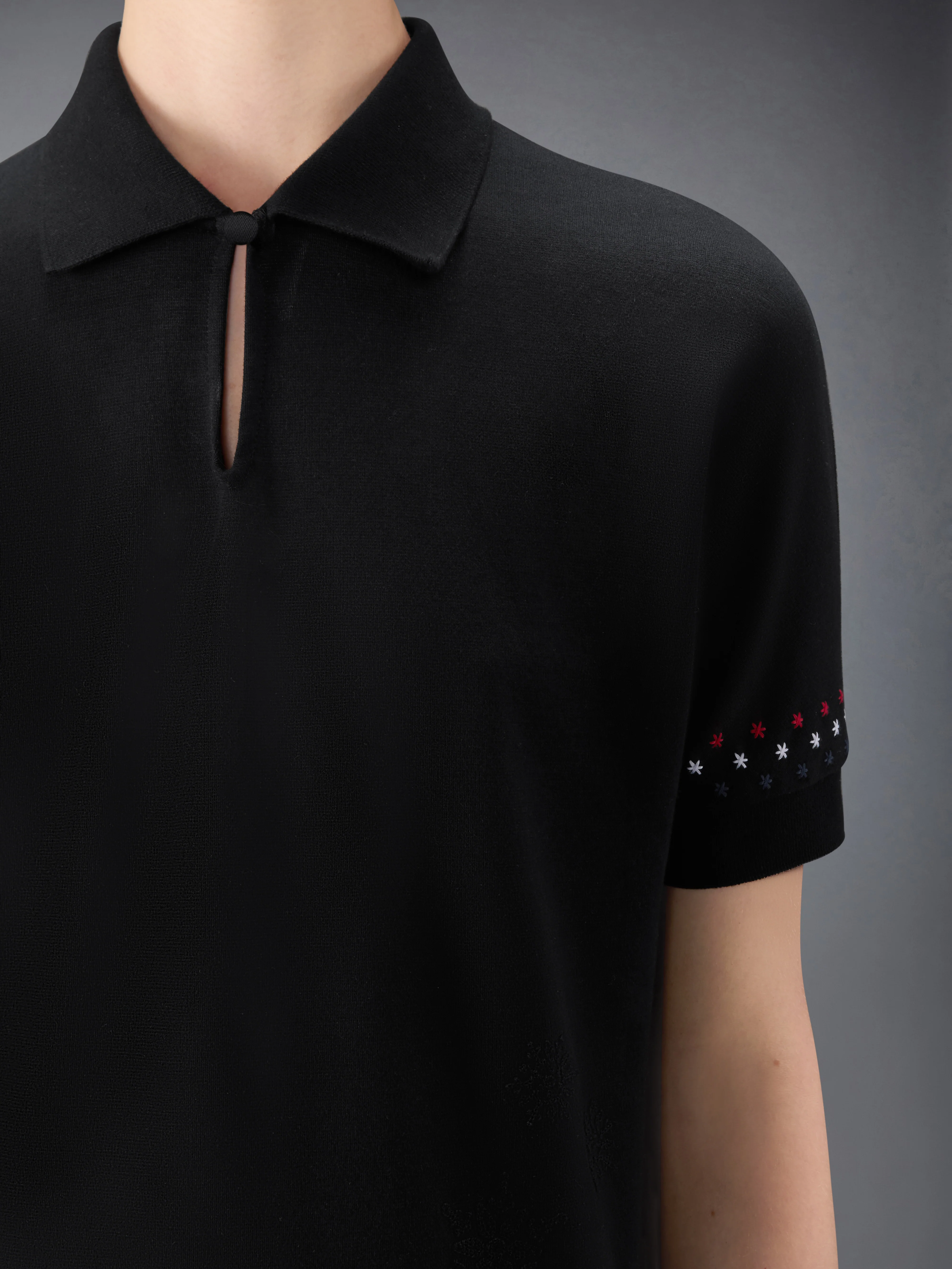 COTTON MILANO STARS & SNOWFLAKE EMBROIDERY POLO - Image 4