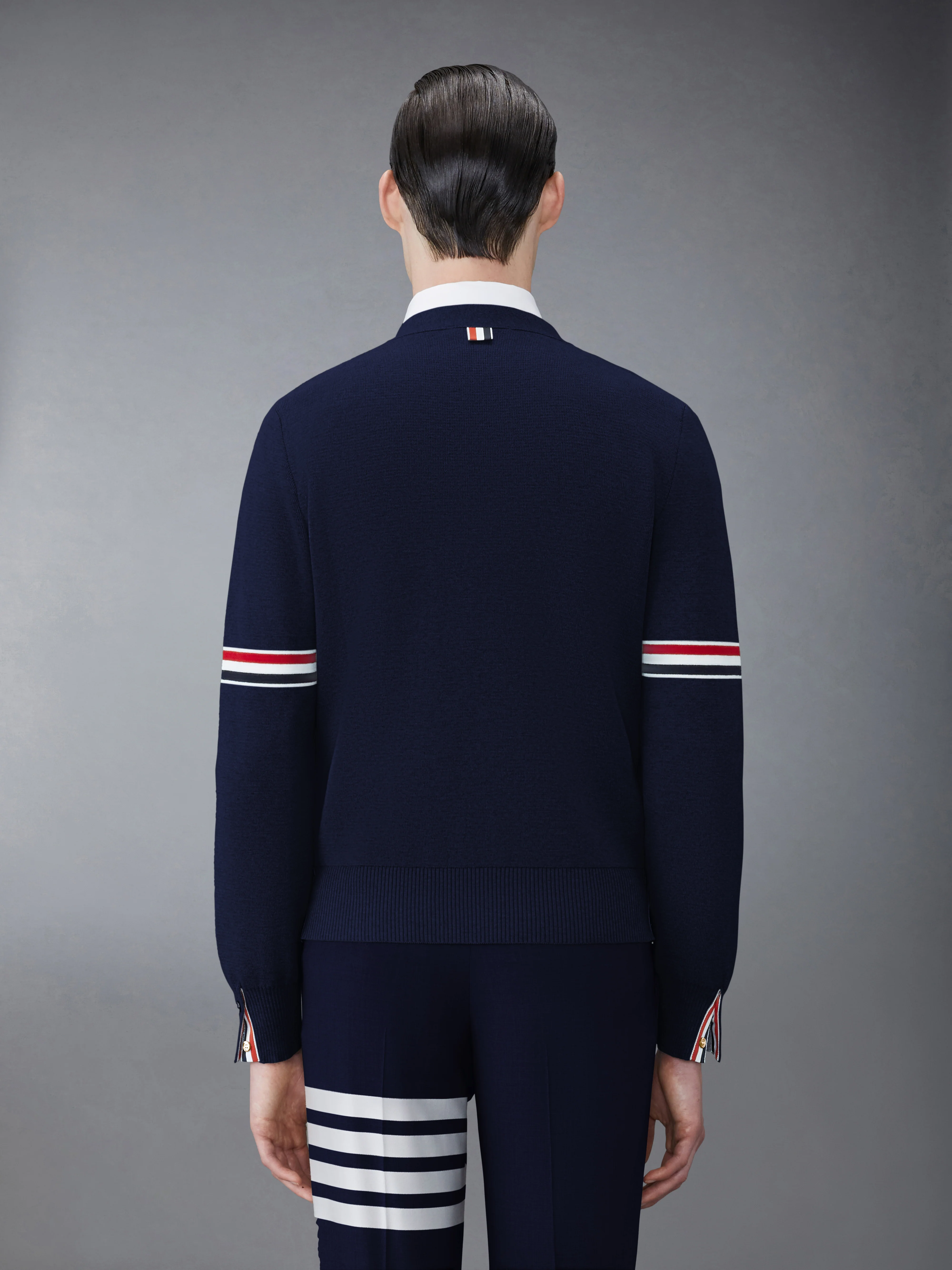 COTTON MILANO STITCH V-NECK CARDIGAN - Image 2