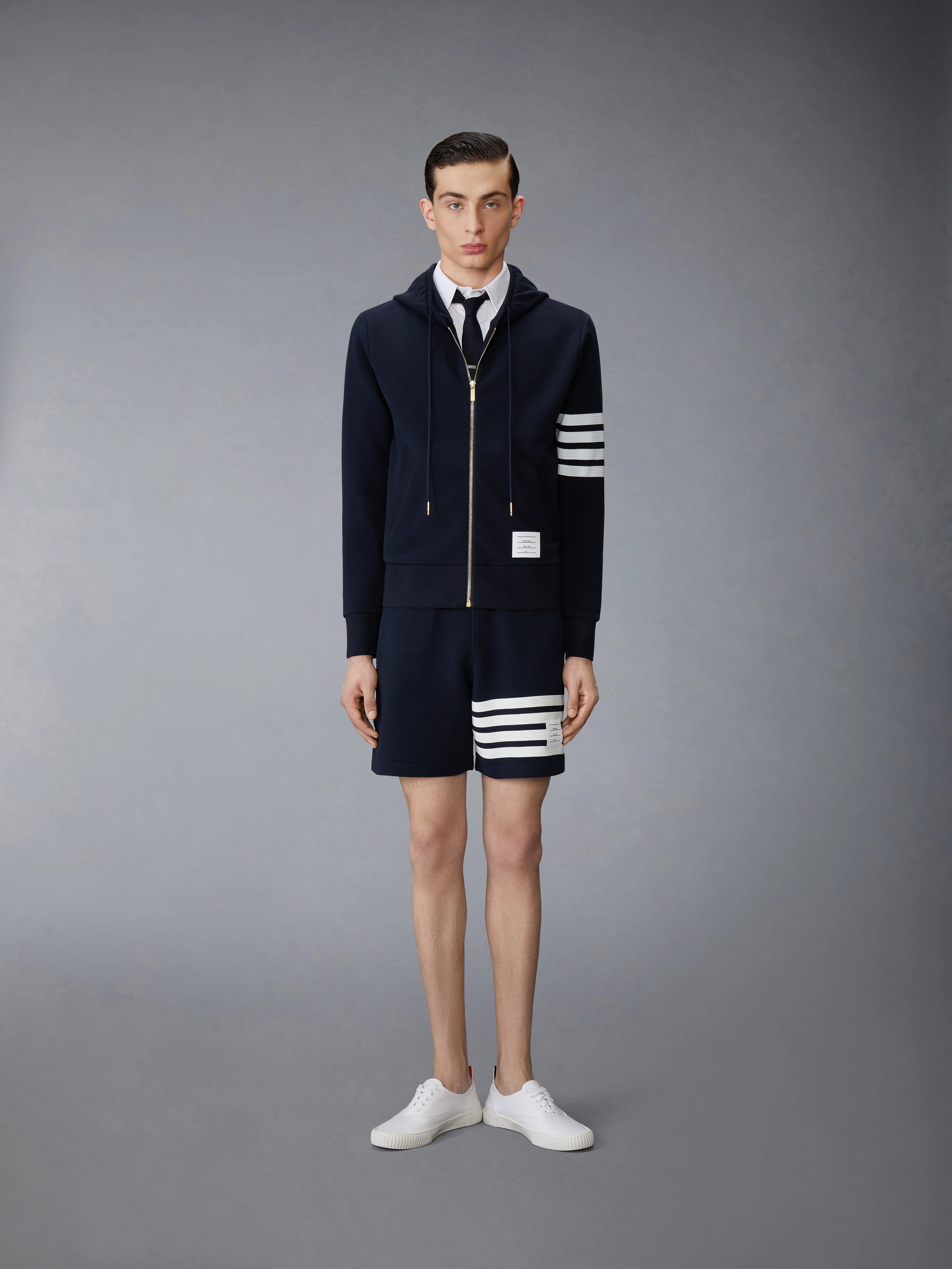 COTTON OTTOMAN 4-BAR ZIP HOODIE - Image 3