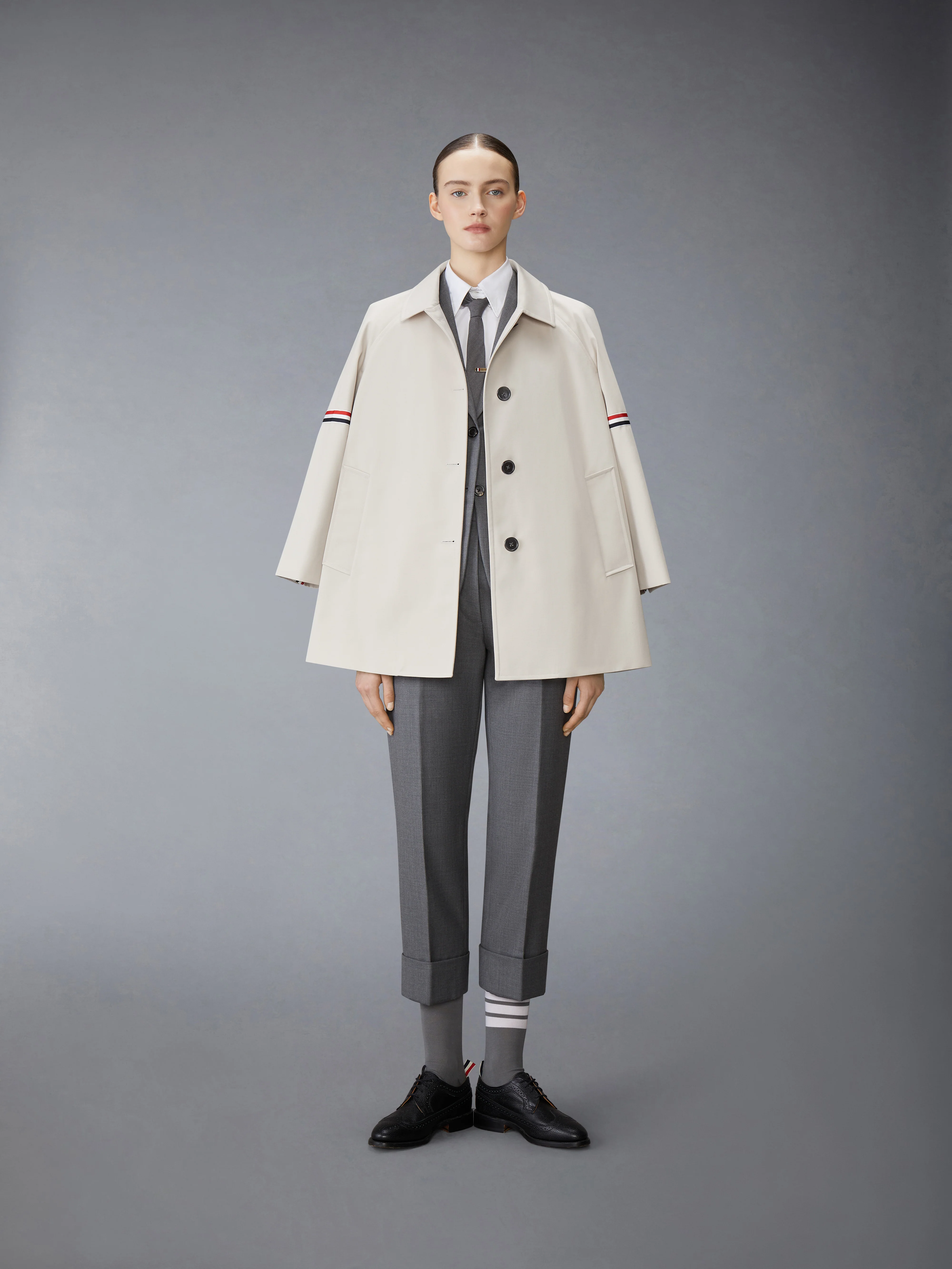 COTTON TWILL ARMBAND CROPPED CAR COAT - Image 2