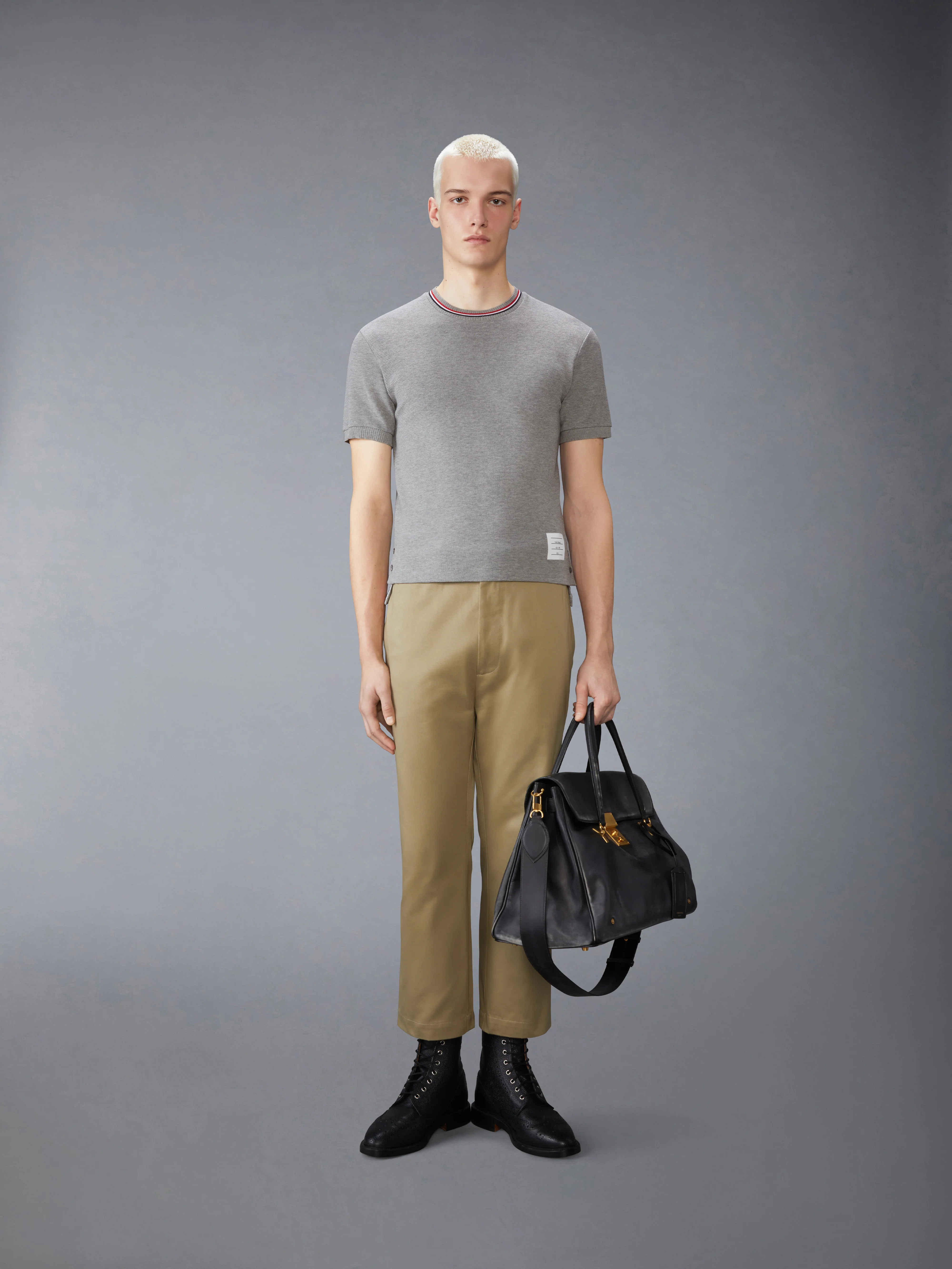 COTTON WAFFLE RIB CUFF TEE - Image 3