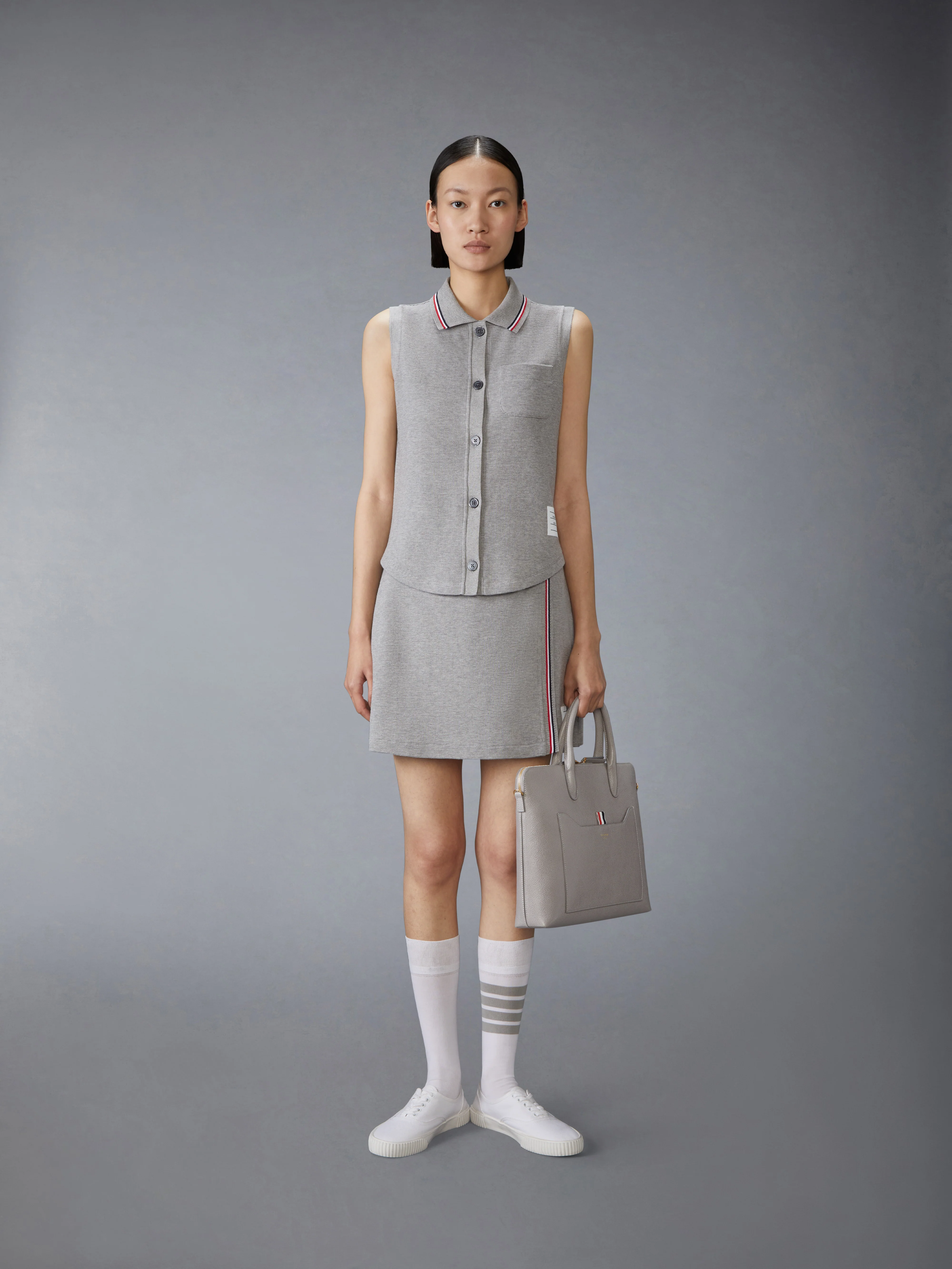 COTTON WAFFLE SLEEVELESS BUTTON SHIRT - Image 3