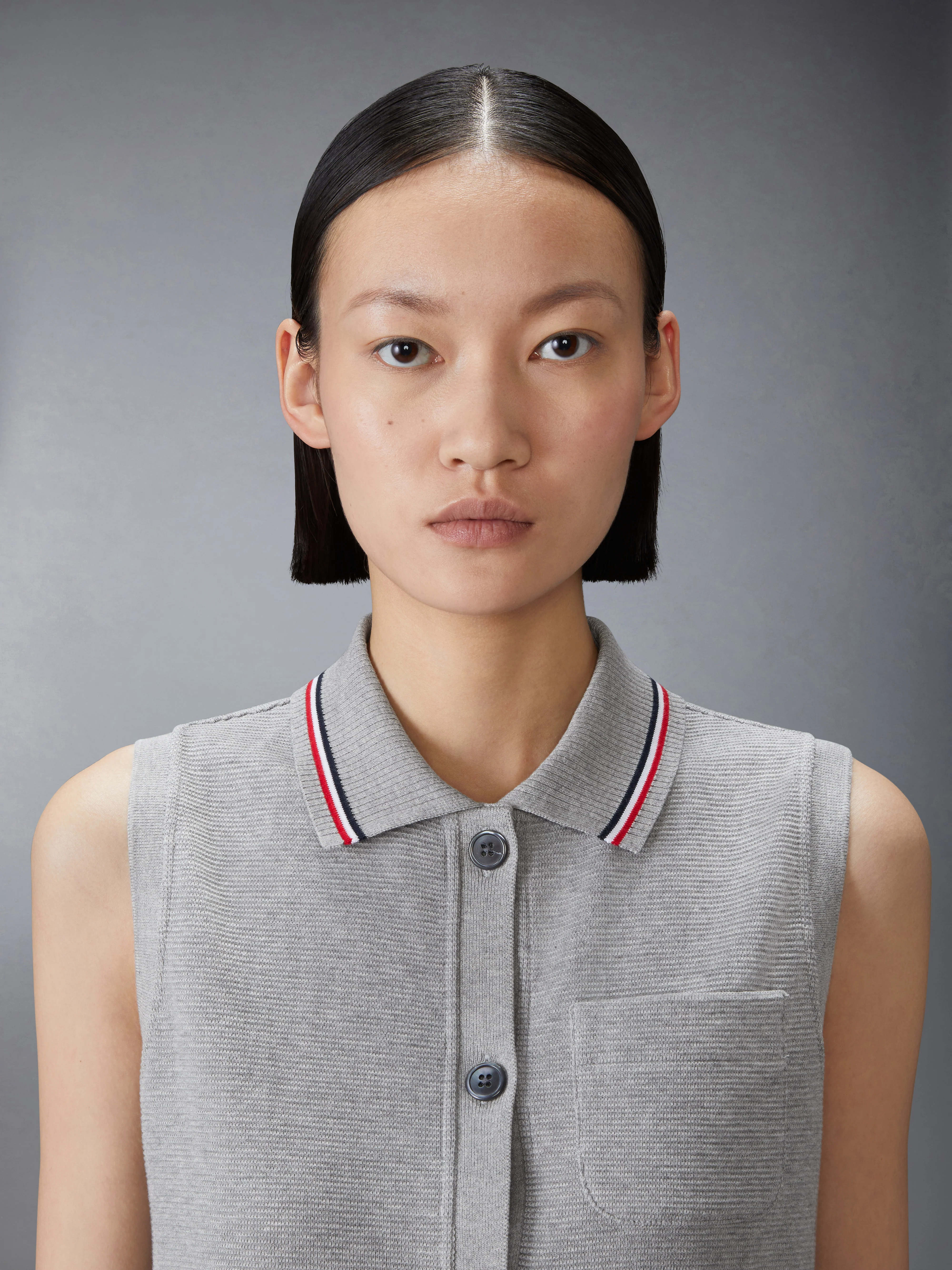 COTTON WAFFLE SLEEVELESS BUTTON SHIRT - Image 6