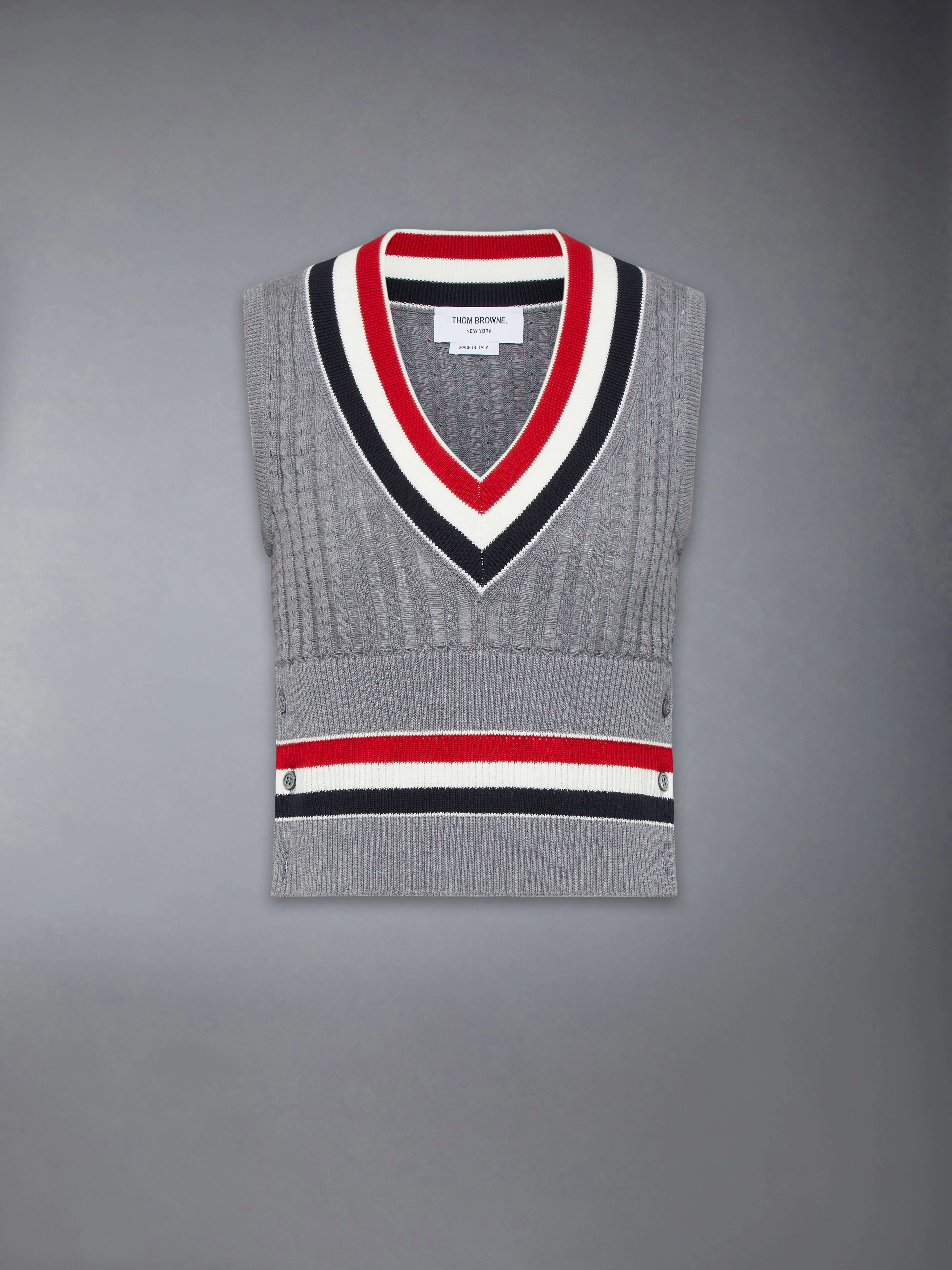 CRICKET RWB STRIPE BABY LADDER CABLE SHRUNKEN VEST - Image 5