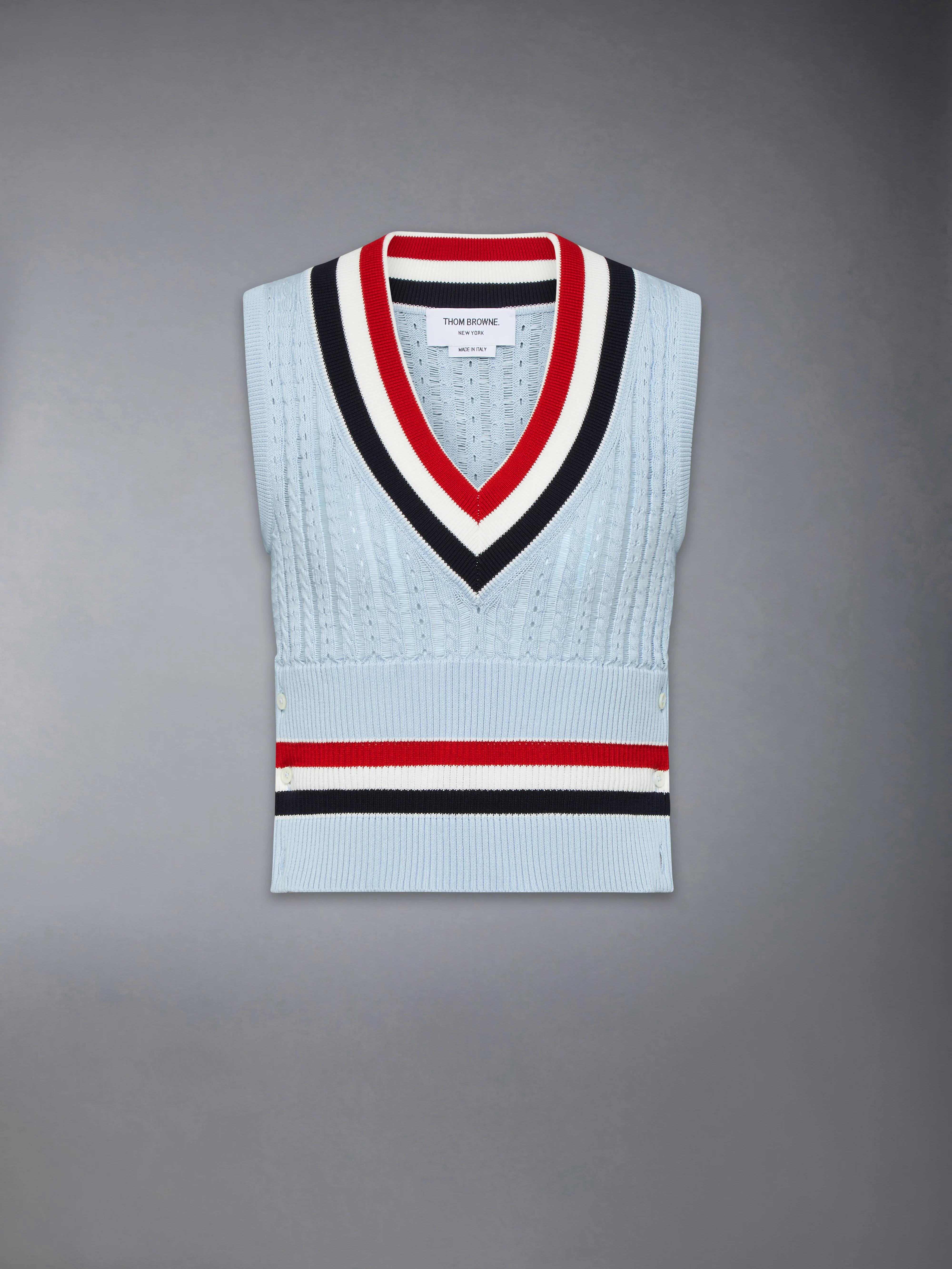 CRICKET RWB STRIPE BABY LADDER CABLE SHRUNKEN VEST - Image 6