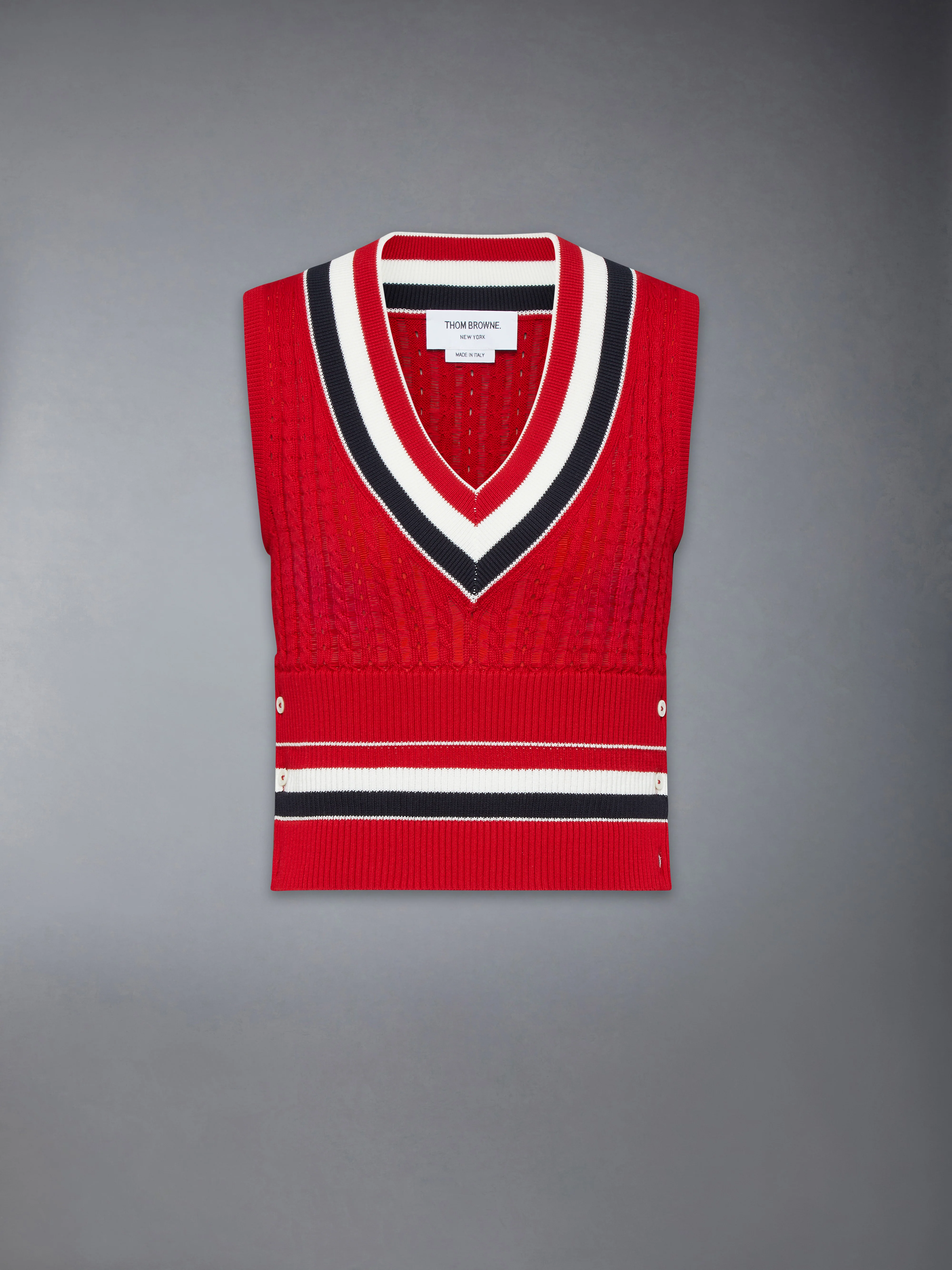 CRICKET RWB STRIPE BABY LADDER CABLE SHRUNKEN VEST - Image 5