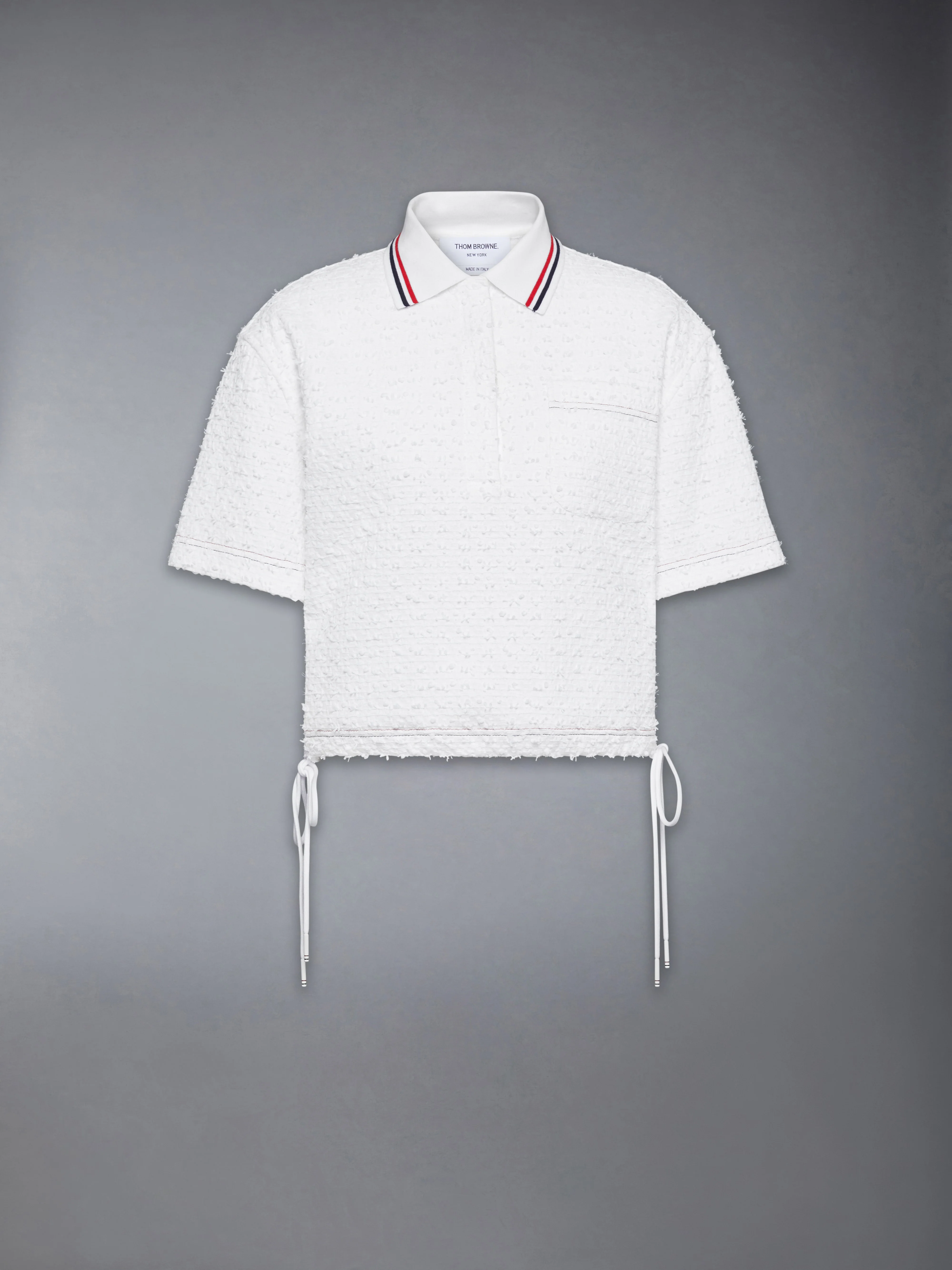 EYELASH RIBBON TWEED DRAWSTRING HEM POLO - Image 6