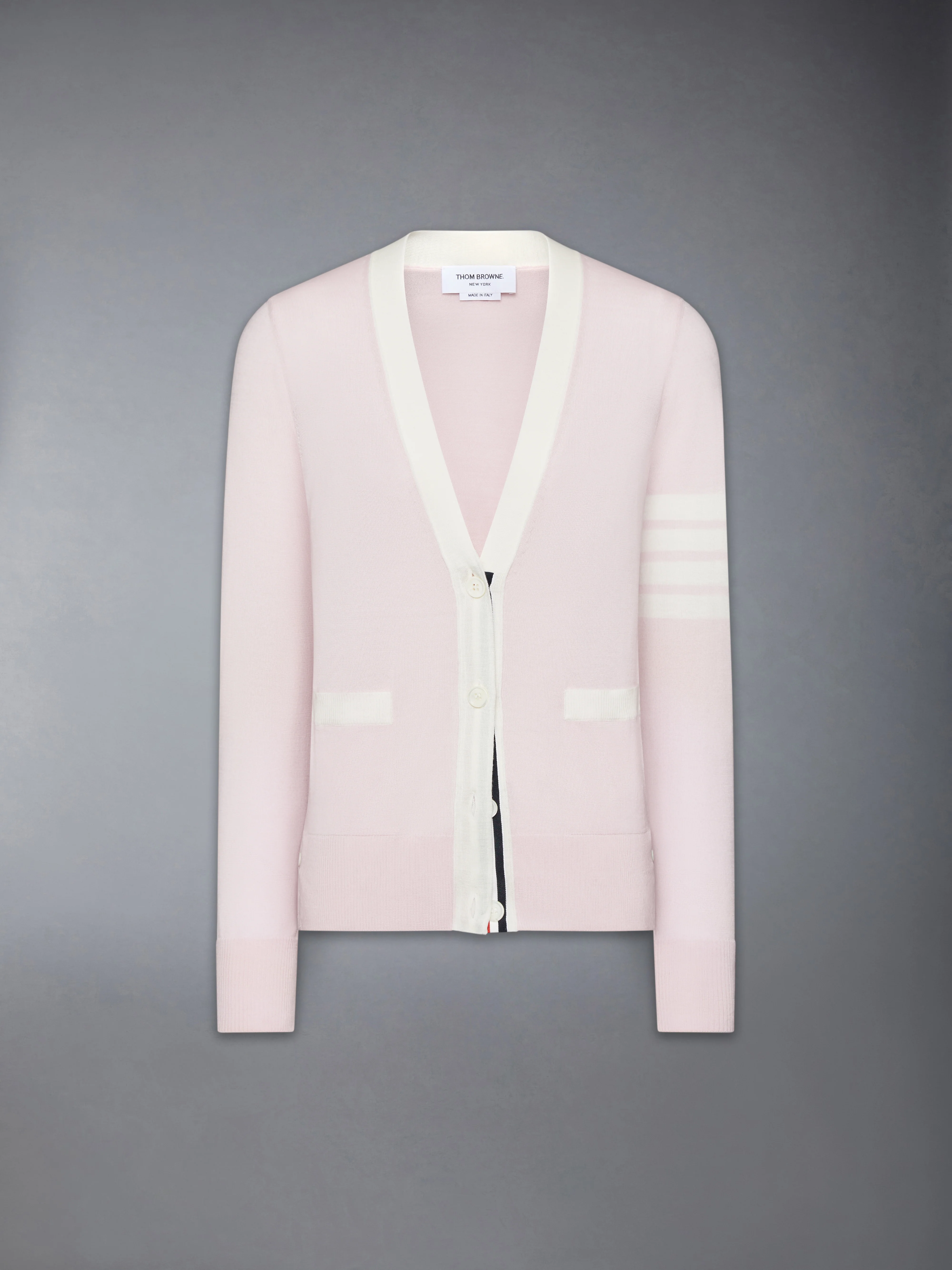 FINE MERINO WOOL 4-BAR RELAXED FIT V NECK CARDIGAN - Image 6