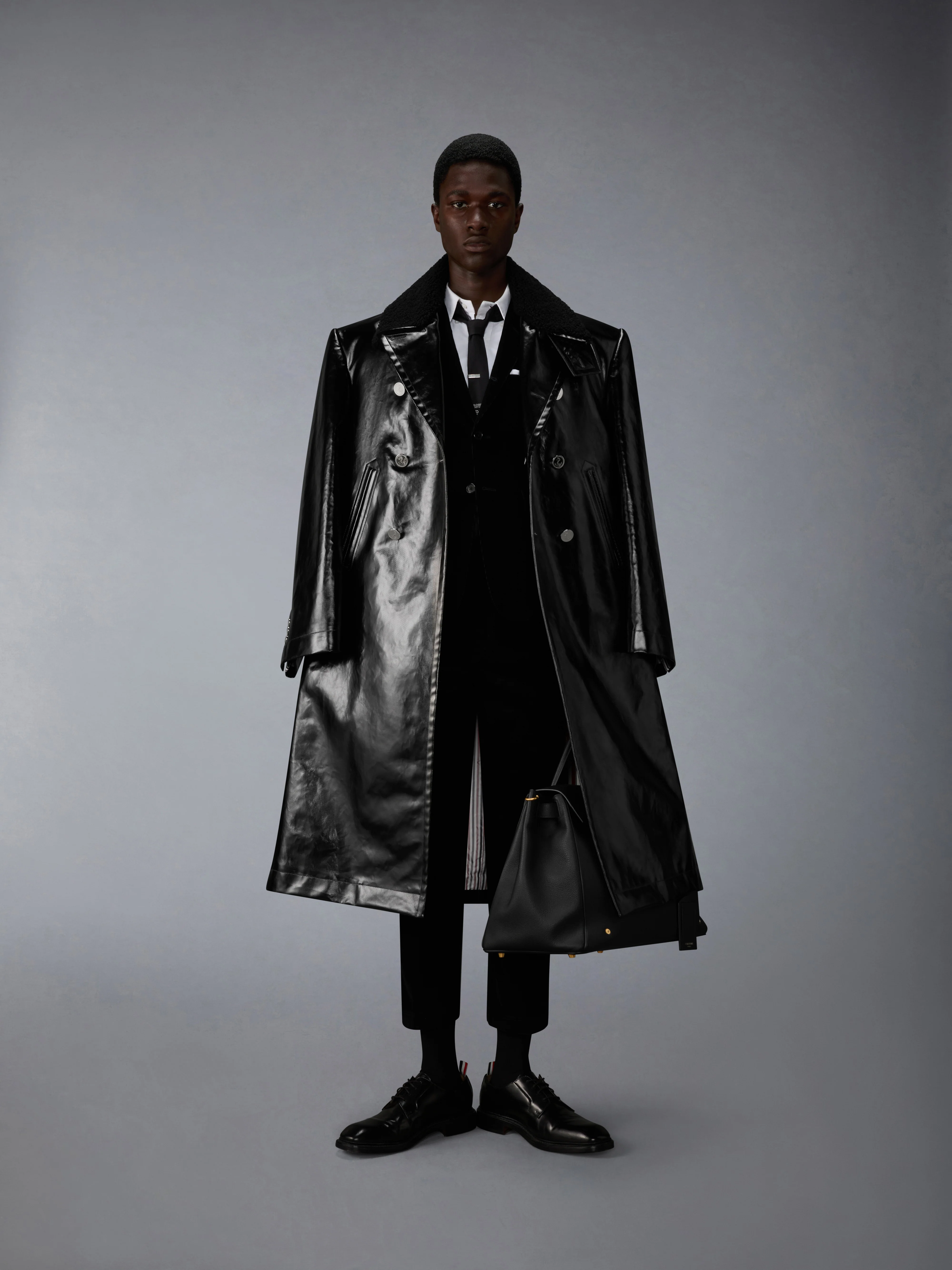 GABARDINE SLICKER OVERSIZED PEACOAT - Image 5