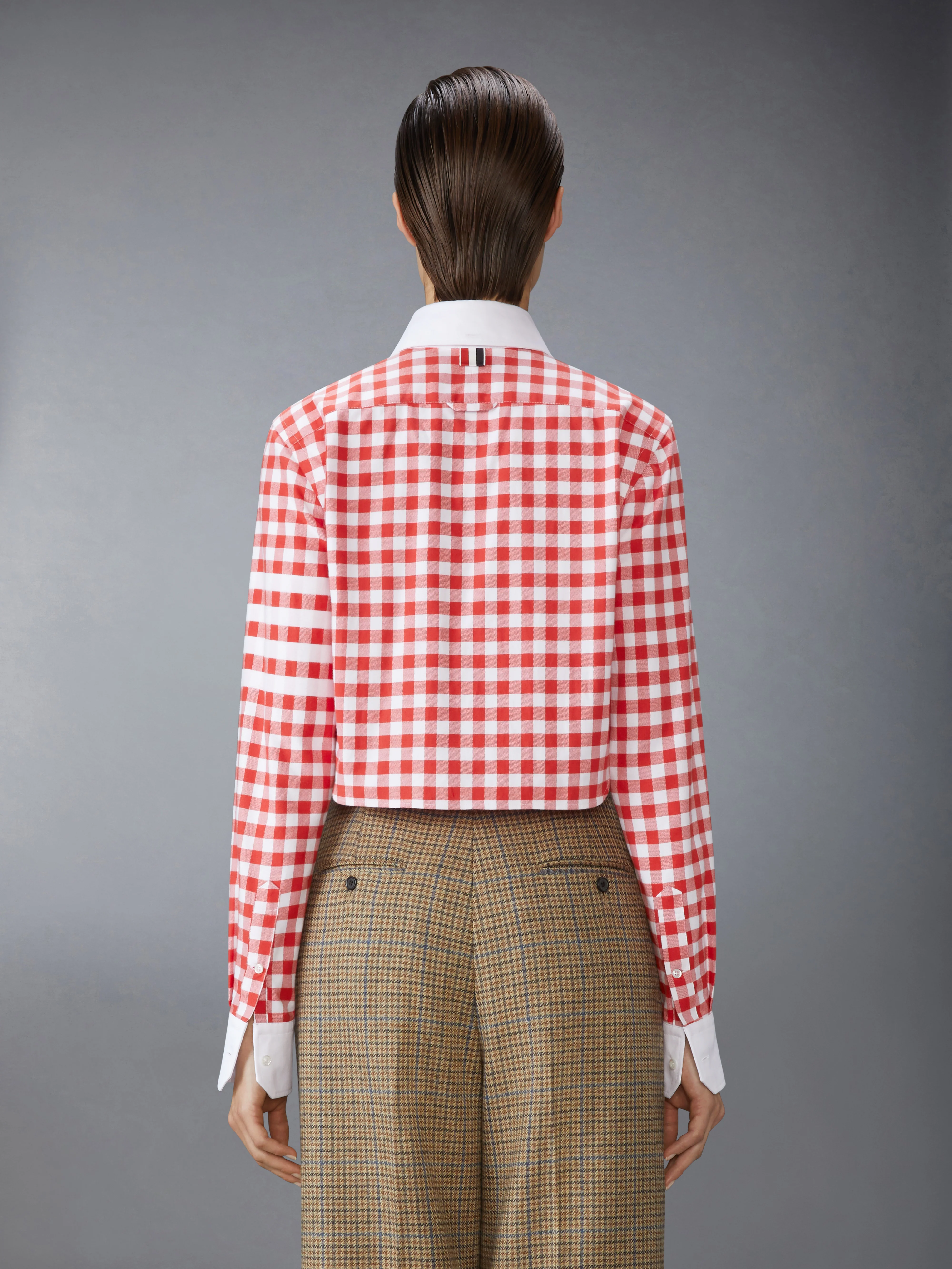 GINGHAM CHECK FLANNEL 4-BAR CROPPED SHIRT - Image 2