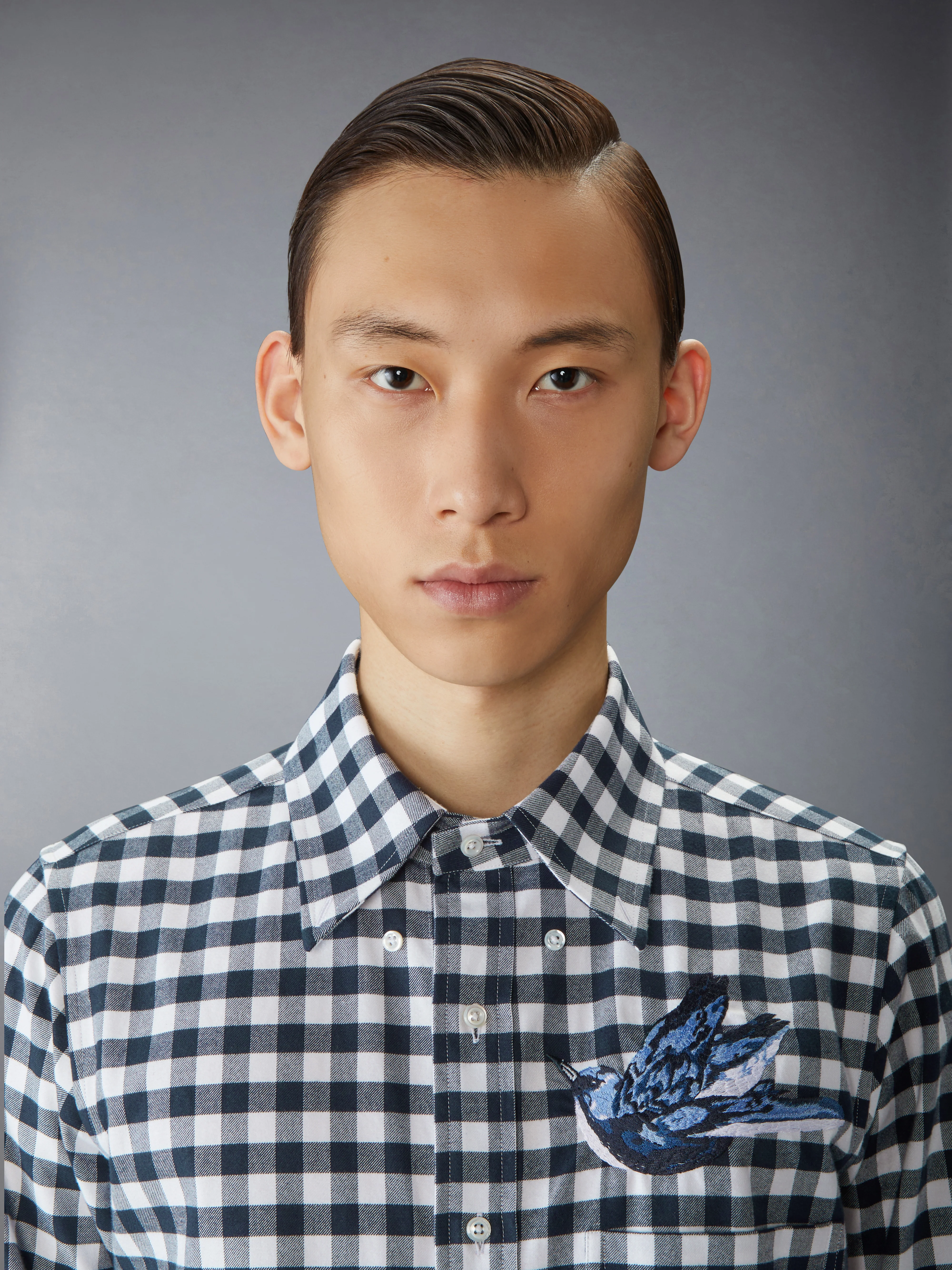GINGHAM CHECK FLANNEL SATIN STITCH BIRDS SHIRT - Image 5