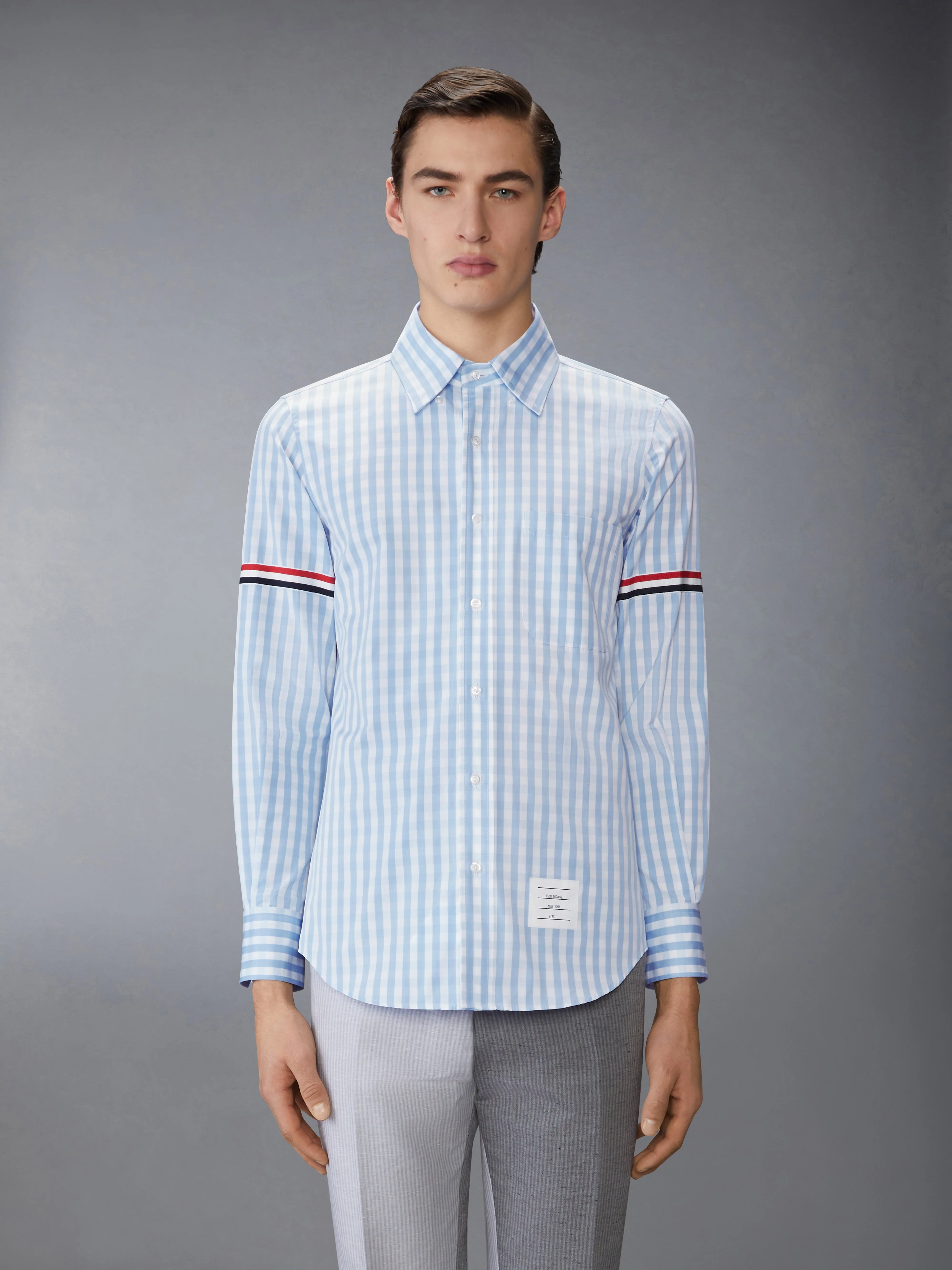 GINGHAM CHECK POPLIN ARMBAND SHIRT - Image 2