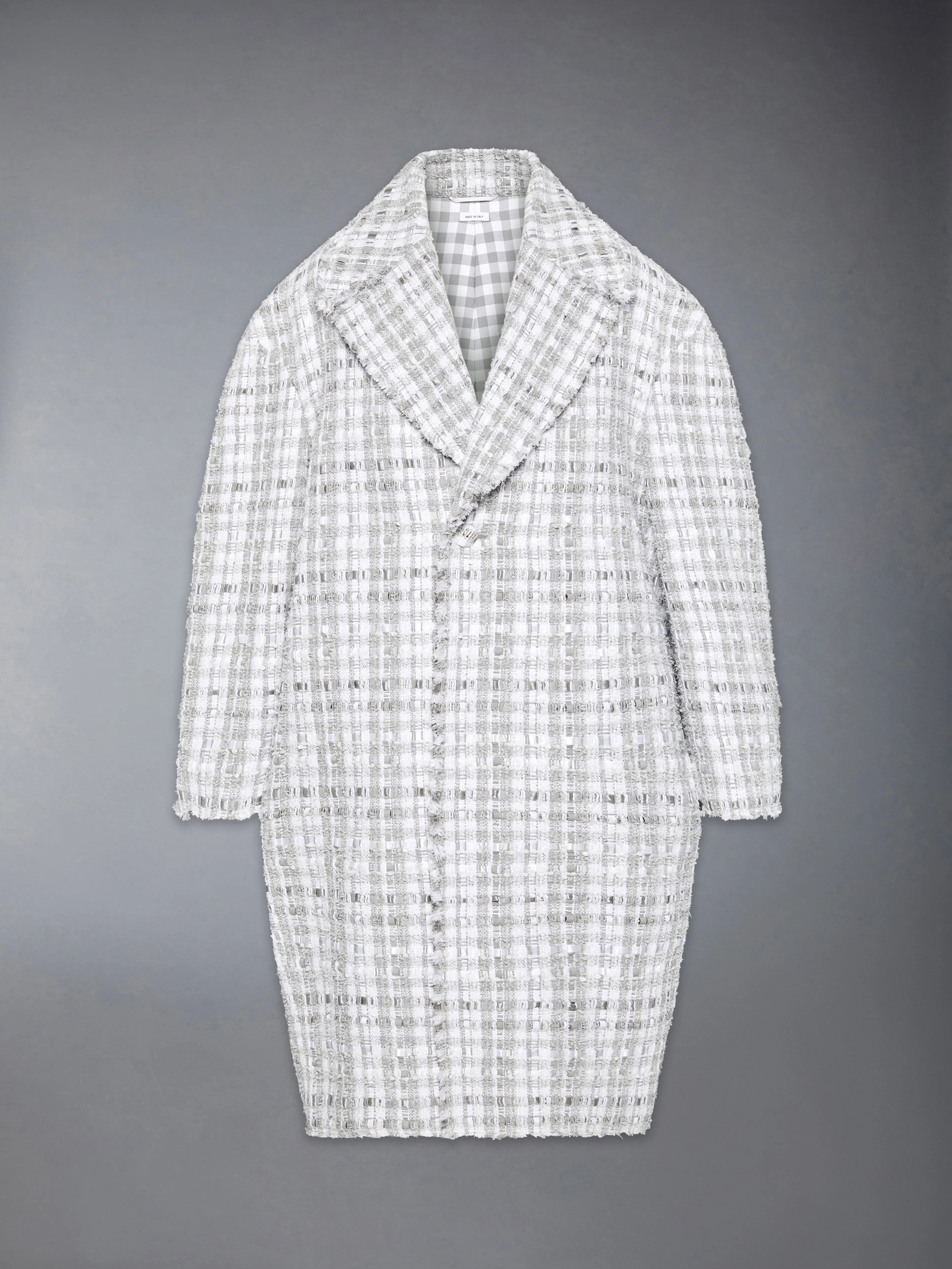 GINGHAM RIBBON TWEED COCOON COAT - Image 7