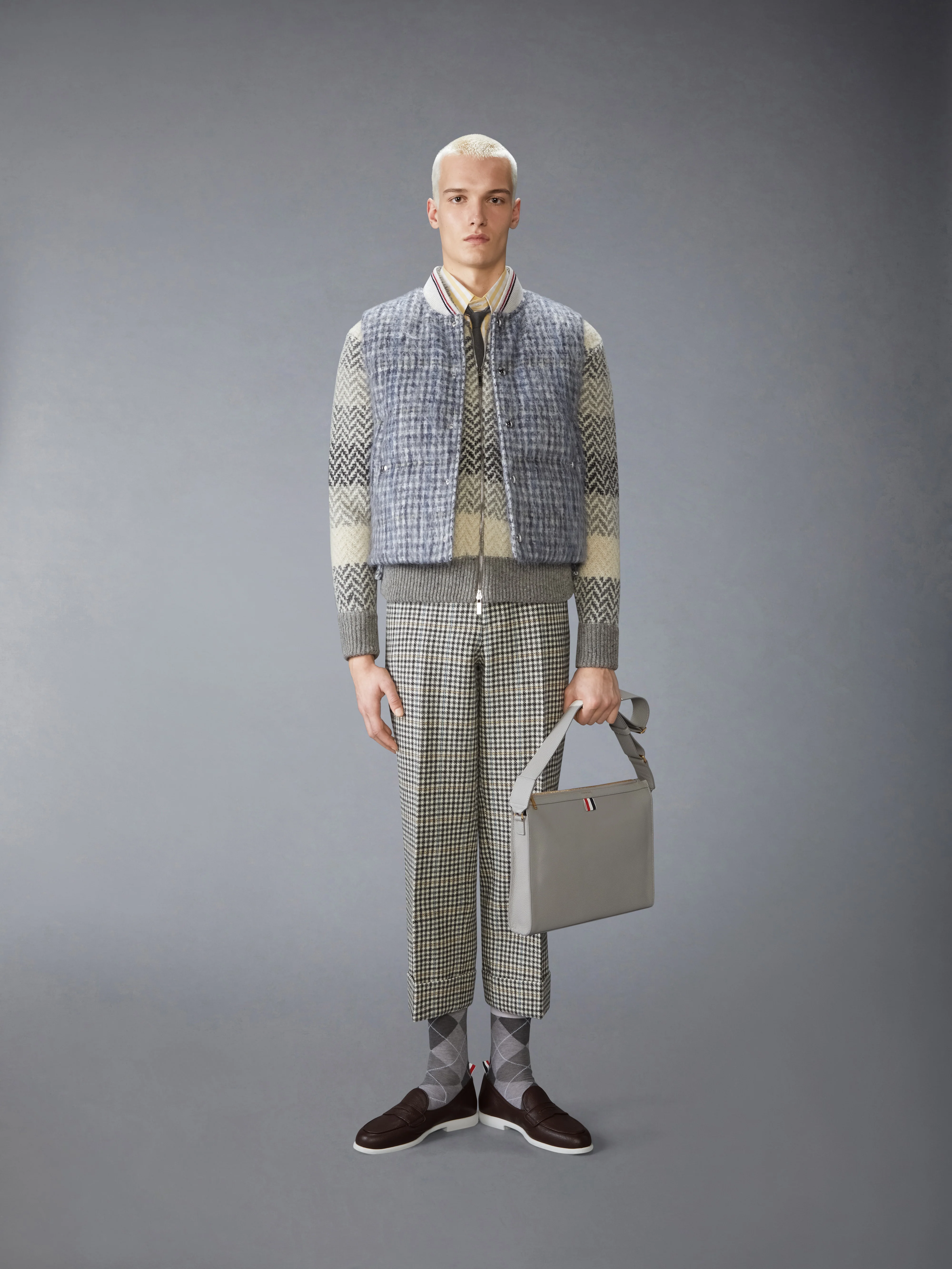 GUNCLUB CHECK HAIRY MOHAIR DOWN FILLED VEST - Image 3