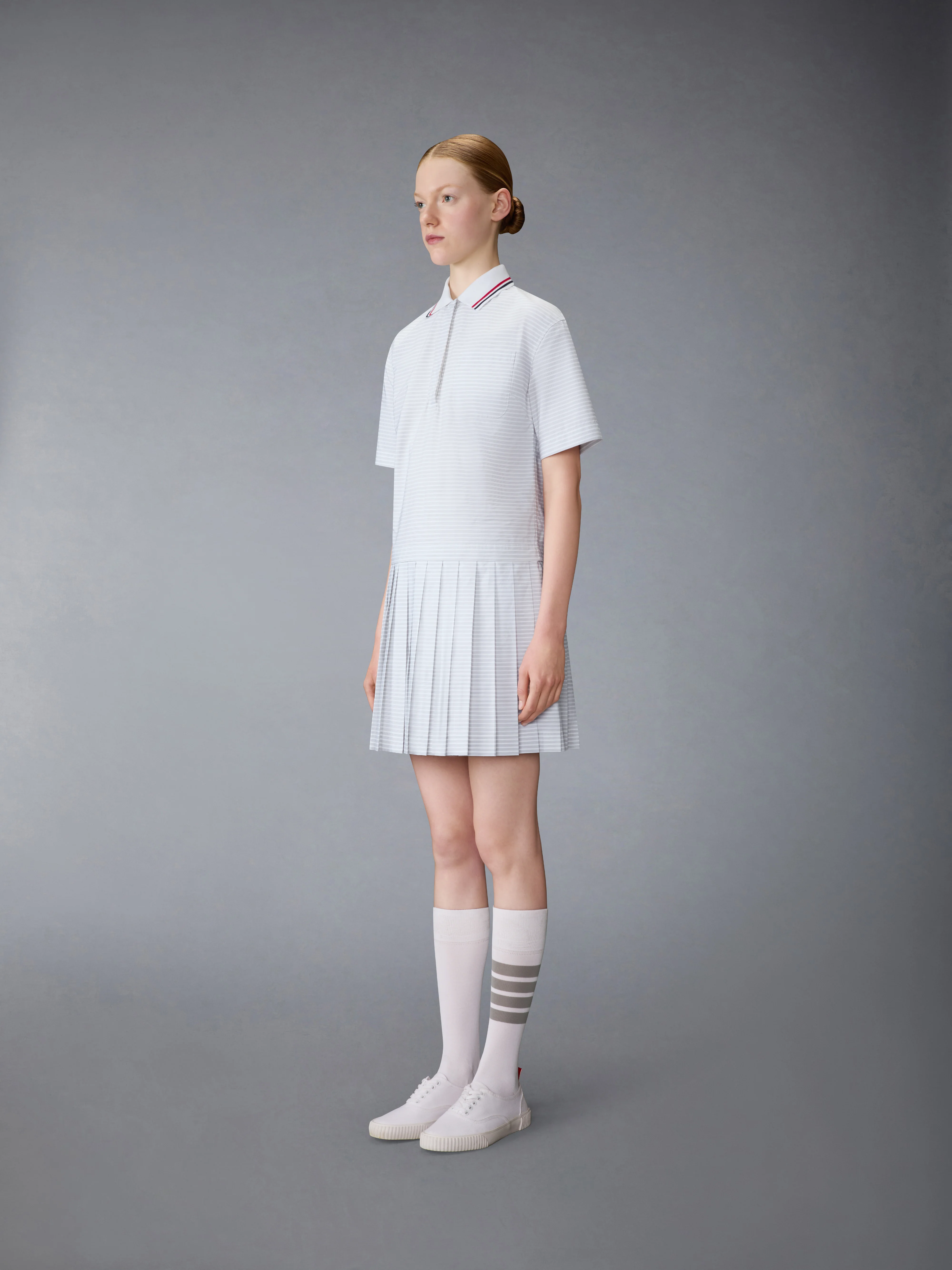 HAIRLINE 4-BAR PLEATED POLO MINI DRESS - Image 2