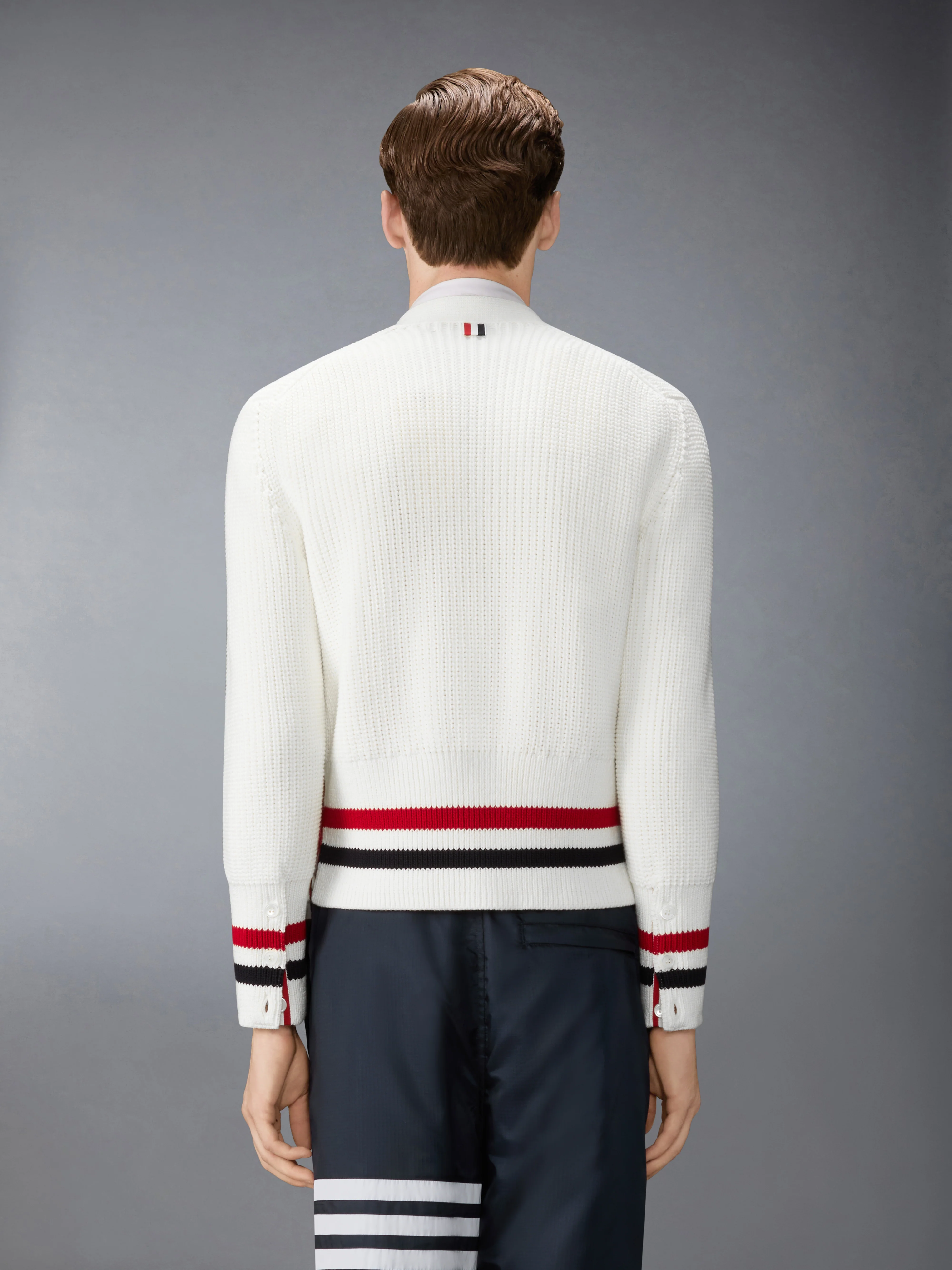 HALF CARDIGAN STITCH COTTON RWB CARDIGAN - Image 2